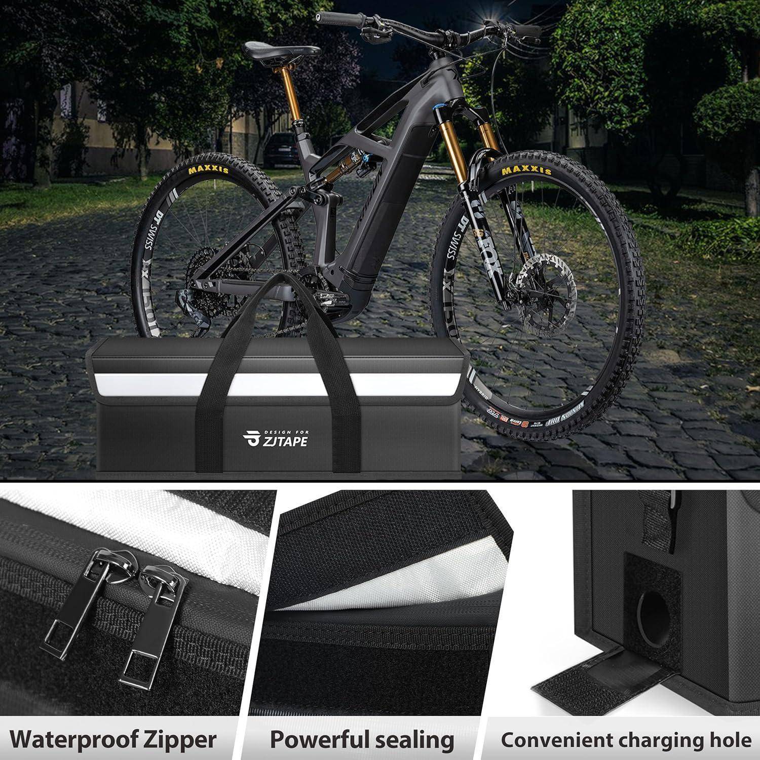 Ebike Akku Tasche - Feuerfest, Wasserdicht, Explosionsgeschützte Lipo Safe Bag, Akku Bag Extra Groß, Akku Sicherheitsbox (Schwarz)
