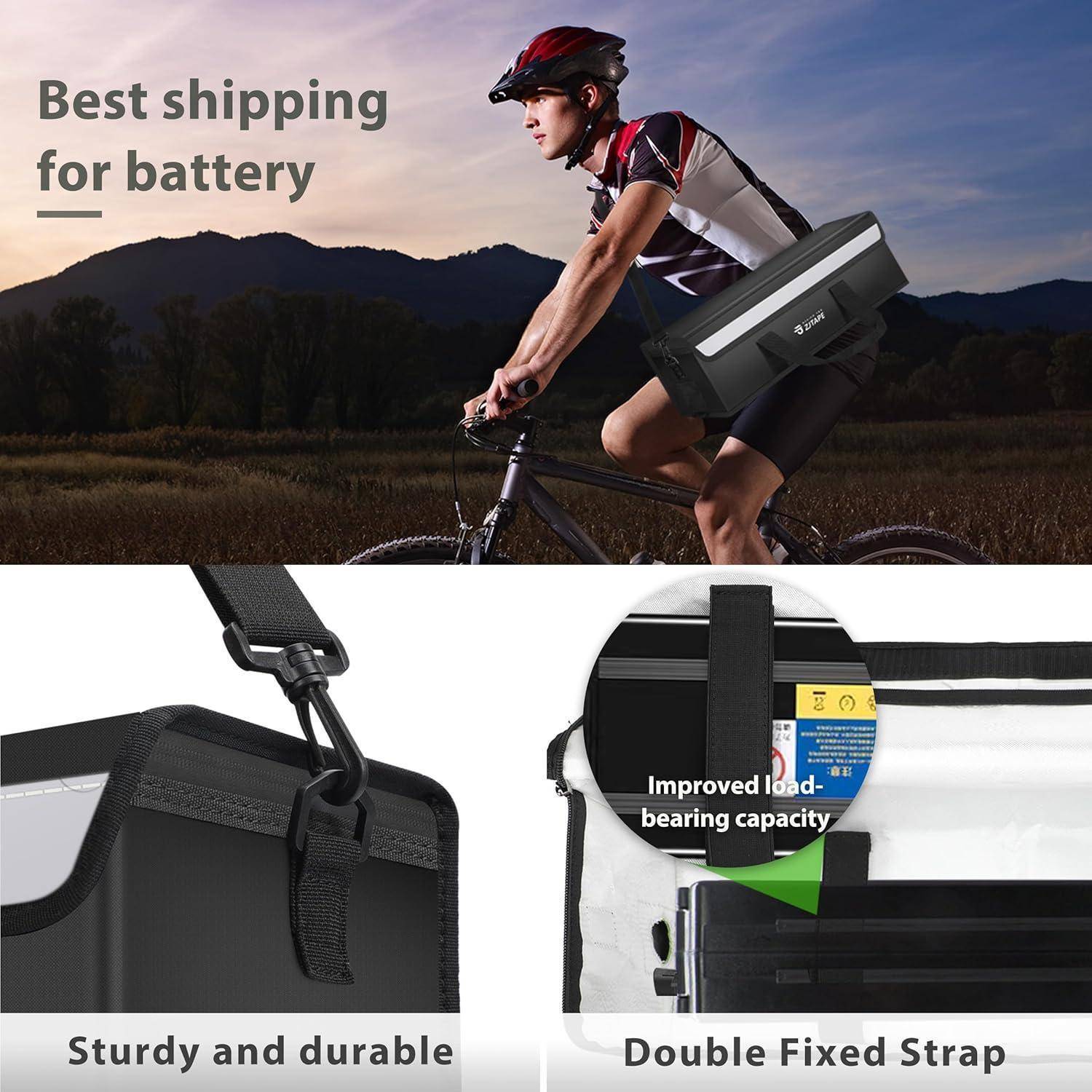 Ebike Akku Tasche - Feuerfest, Wasserdicht, Explosionsgeschützte Lipo Safe Bag, Akku Bag Extra Groß, Akku Sicherheitsbox (Schwarz)