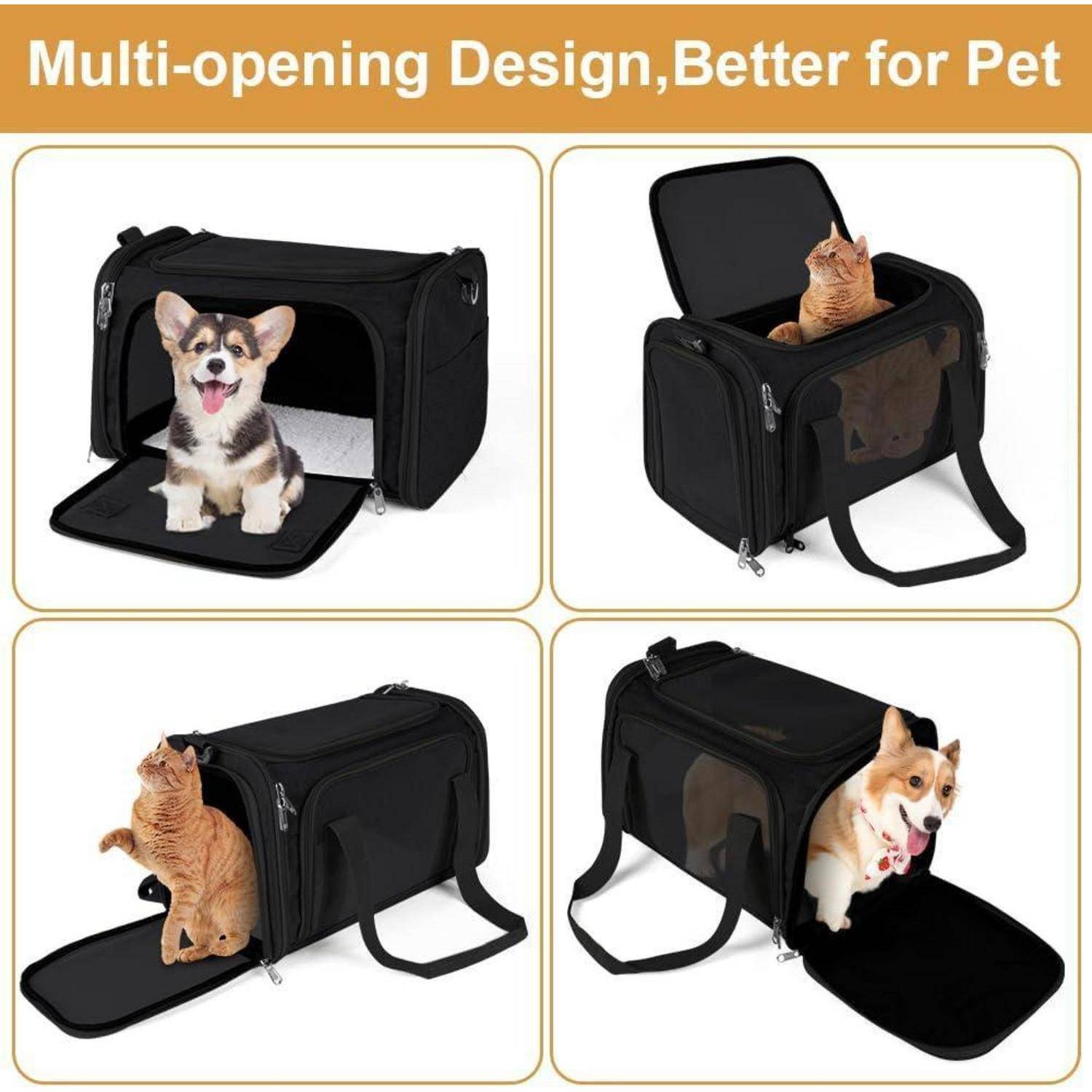 Hundebox faltbar, Hundetransportbox, Transporttasche für Katze Hund für Reise Auto Flugzeug, Leicht Atmungsaktiv Tragebox für Kleine&Mittelgroße