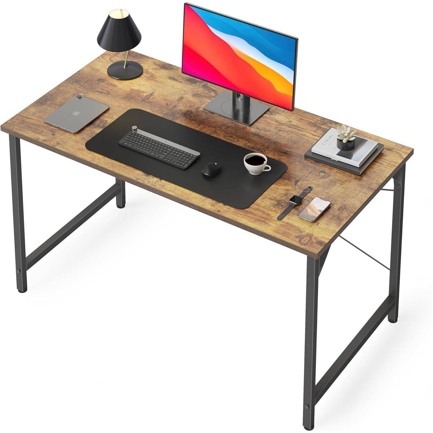 CubiCubi Schreibtisch, Kleiner Computertisch, 100 x 48 x 75 cm Bürotisch, für Arbeitszimmer, Schlafzimmer, Industrie-Design, Metallgestell, Vintageb