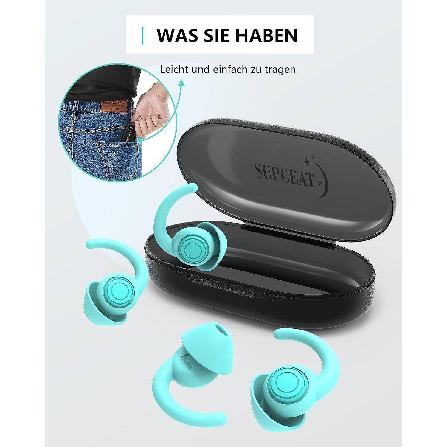 SUPCEAT Ohrstöpsel zum Schlafen und Gehörschutz, 2 Größe Waschbare&Wiederverwendbare Silikon-Lärm Ohrenstöpsel, für Schlafen Festival Konzerte
