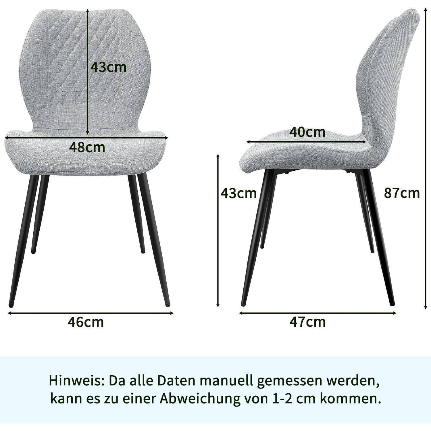 Esszimmerstühle 6er Set, Stühle Esszimmer, Küchenstühle, Wohnzimmer Essstühle, Gepolsterte Stühle, Ergonomisch Gestaltete Leinenstühle für Ess