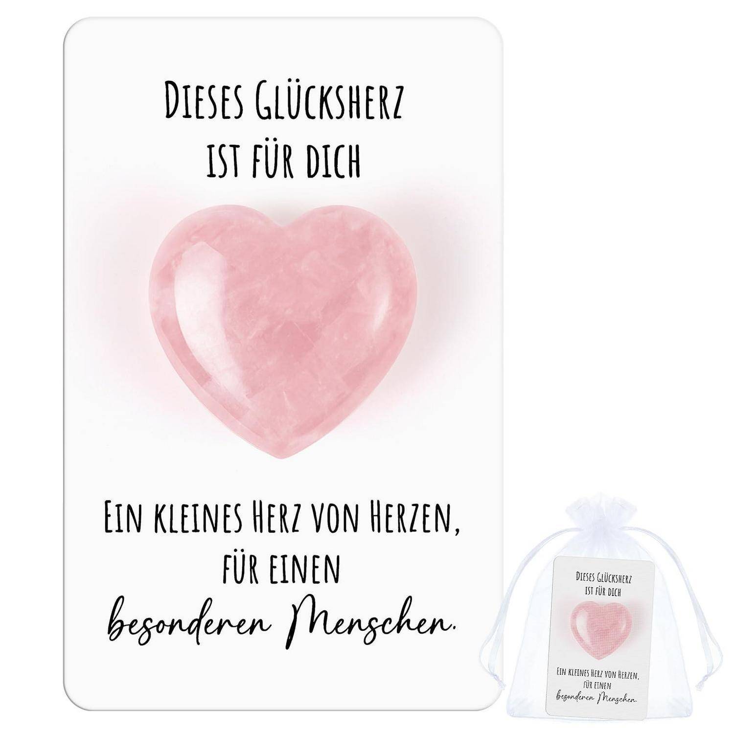 Geschenkgutschein mit rosa Herz und deutschem Text „Dieses Glücksherz ist für dich