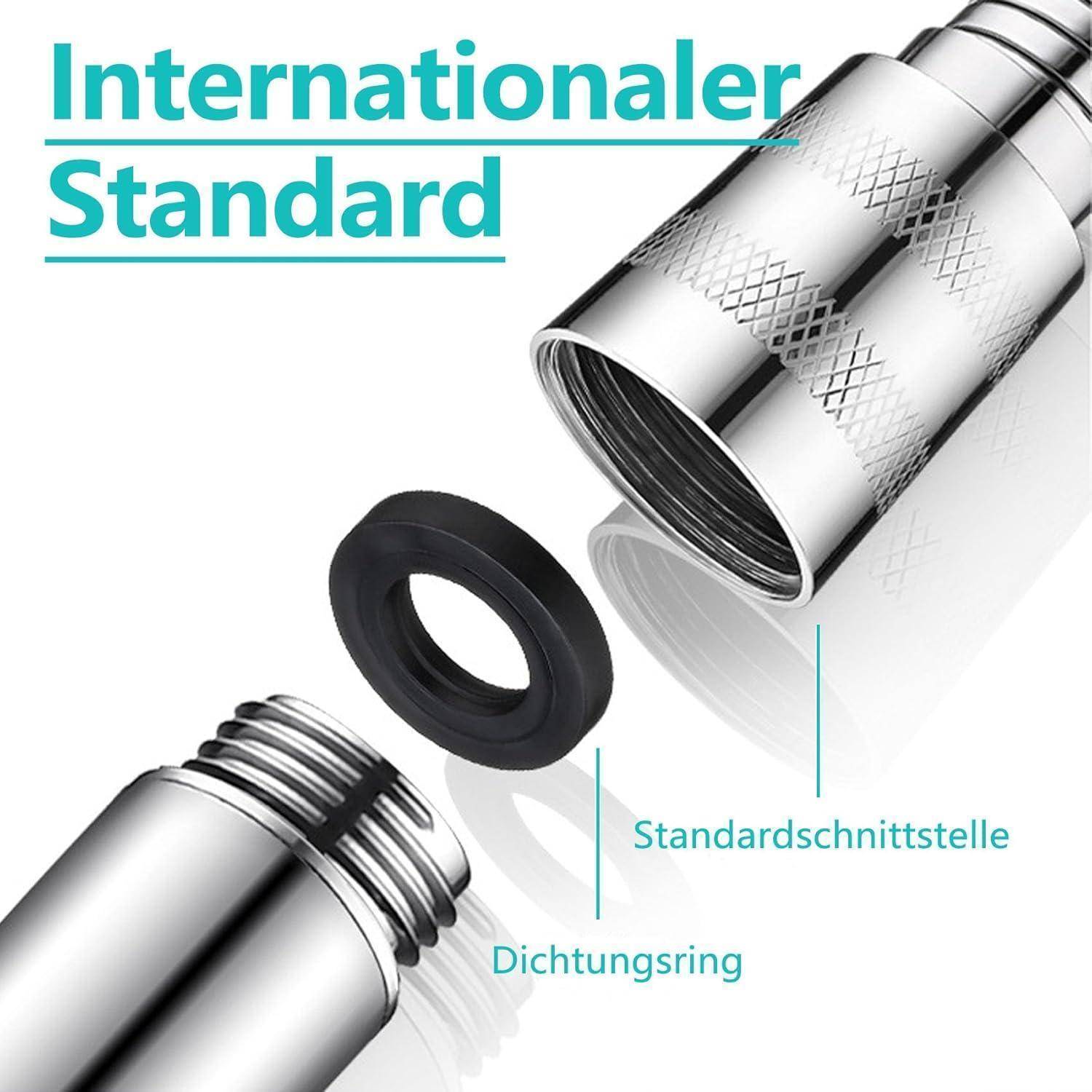 Premium Duschschlauch, 1.5m, Silber, Edelstahl, Duschkopfanschluss, Anti-Twisting, Korrosionsschutz, 2 cm Durchmesser, 5 bar Druck, 2 mm Wandstärke