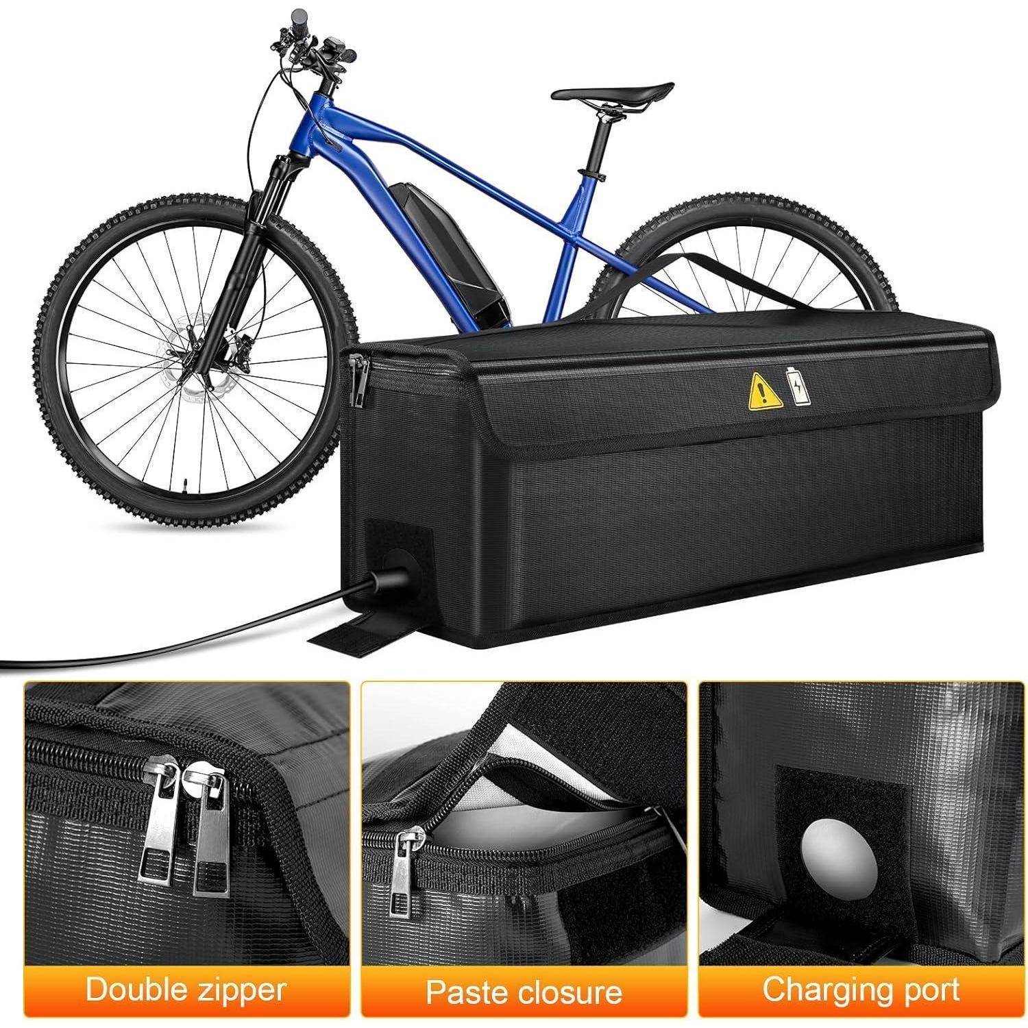 Ebike Akku Tasche, Akku Tasche Wasserdicht Explosionssicher 3 Schichten Brandschutz Feuerfest Akku Tasche bis 500°C Ebike Akku Schutzhülle für Lage
