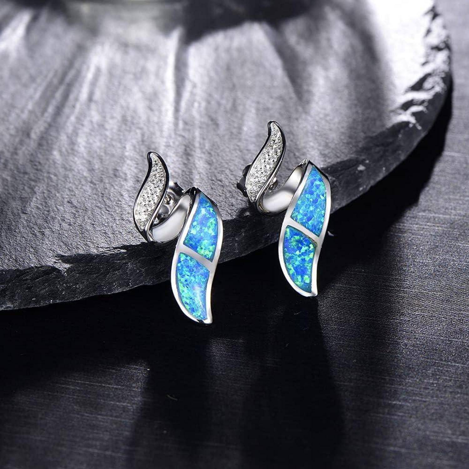 Blau Exquisite Damen Ohrstecker 925 Sterling Silber Damenohrringe Hängeohrringe Zirkonia Perlen Damenschmuck FE329