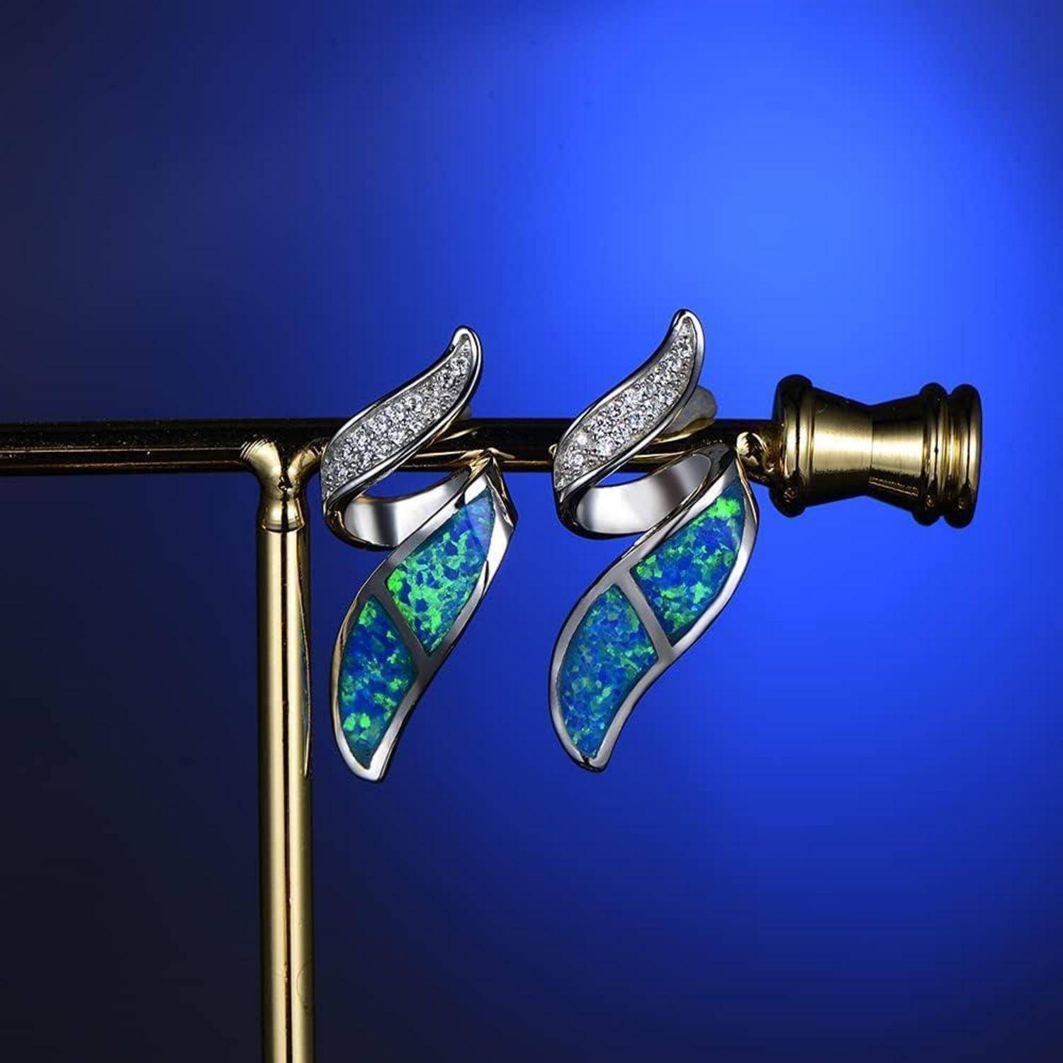 Blau Exquisite Damen Ohrstecker 925 Sterling Silber Damenohrringe Hängeohrringe Zirkonia Perlen Damenschmuck FE329