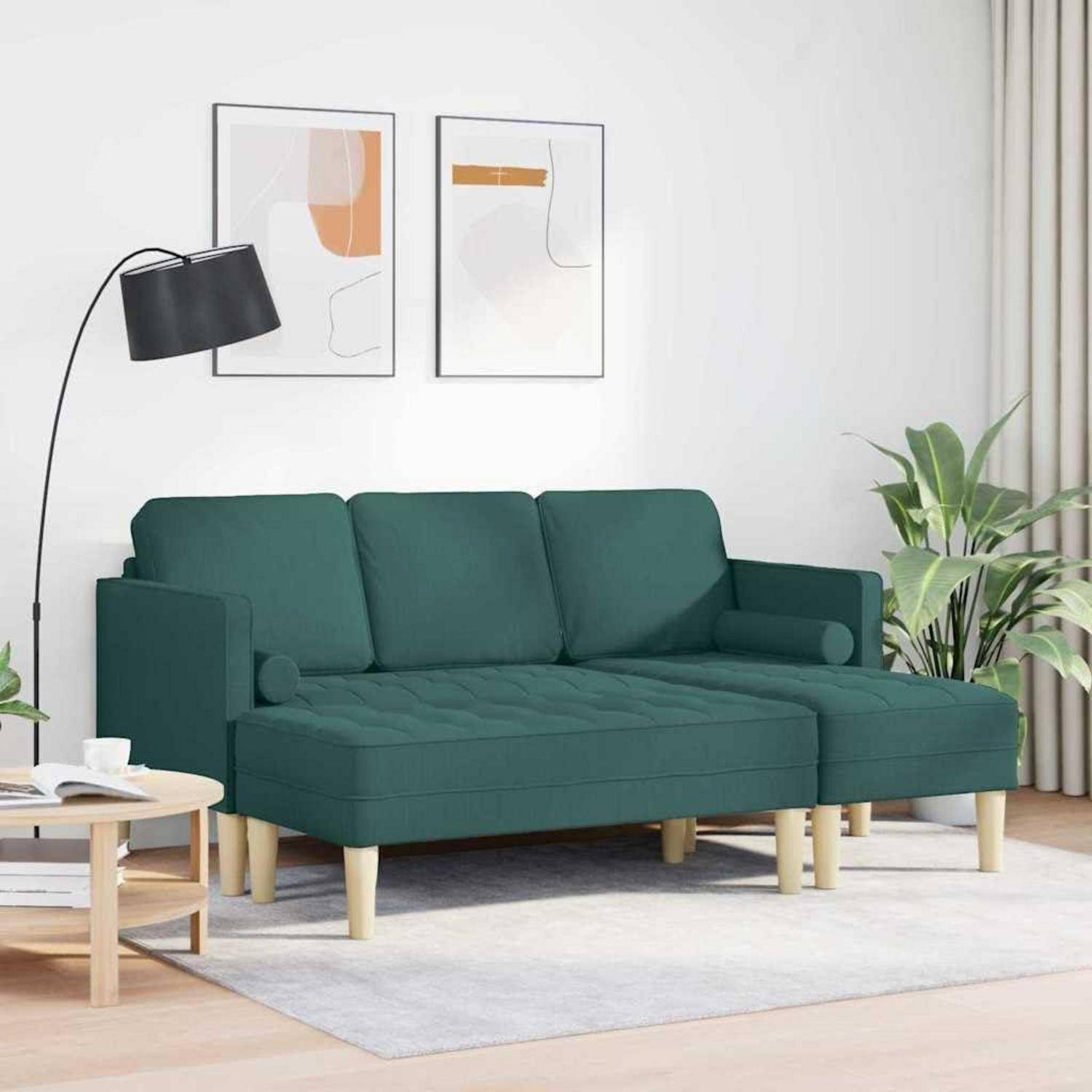 Ecksofa L Form Sofa Sofa Set 2 pcs Dunkelgrün 173 x 131 x 67 cm Stoff Dunkelgrün L-förmiges Sofa + Bank