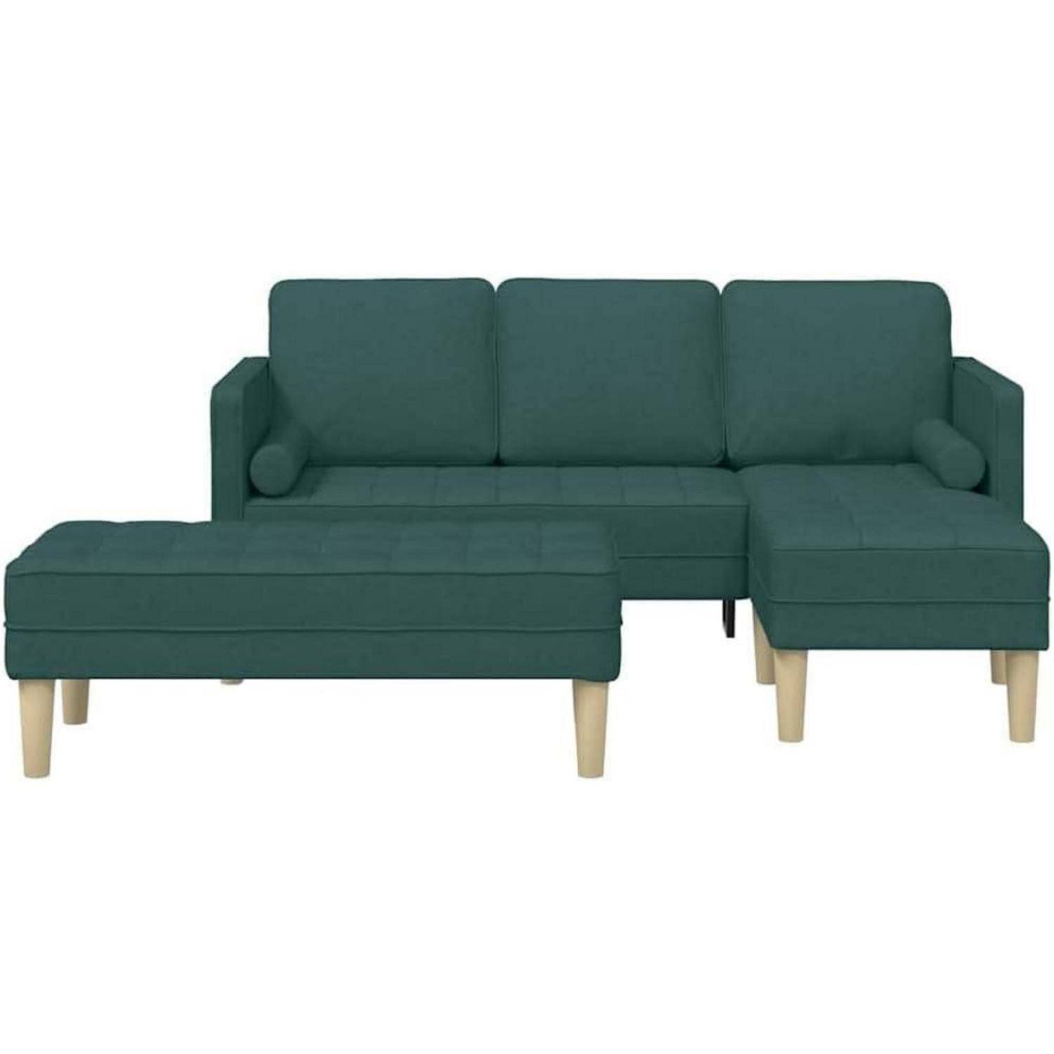 Ecksofa L Form Sofa Sofa Set 2 pcs Dunkelgrün 173 x 131 x 67 cm Stoff Dunkelgrün L-förmiges Sofa + Bank