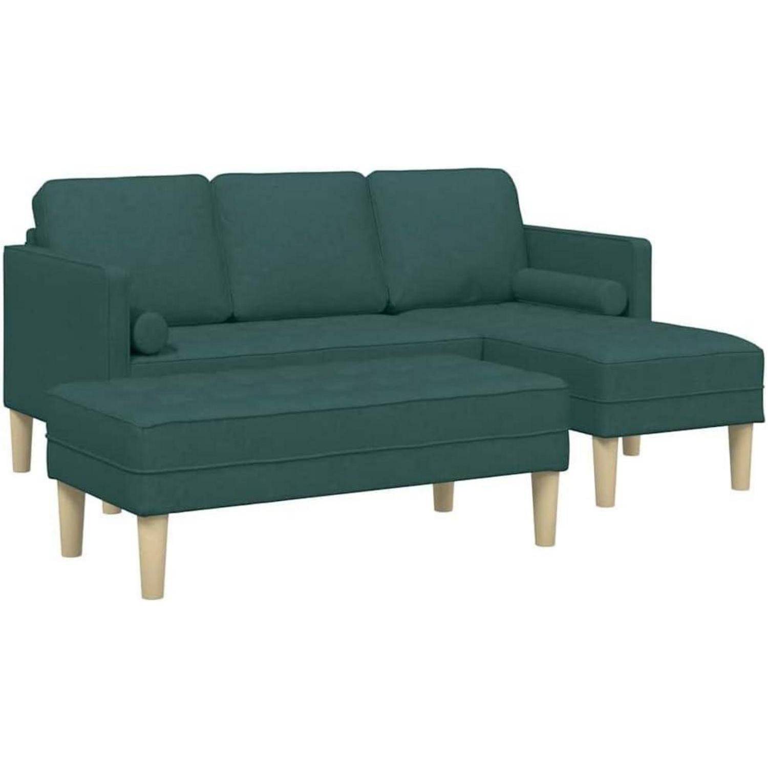 Ecksofa L Form Sofa Sofa Set 2 pcs Dunkelgrün 173 x 131 x 67 cm Stoff Dunkelgrün L-förmiges Sofa + Bank