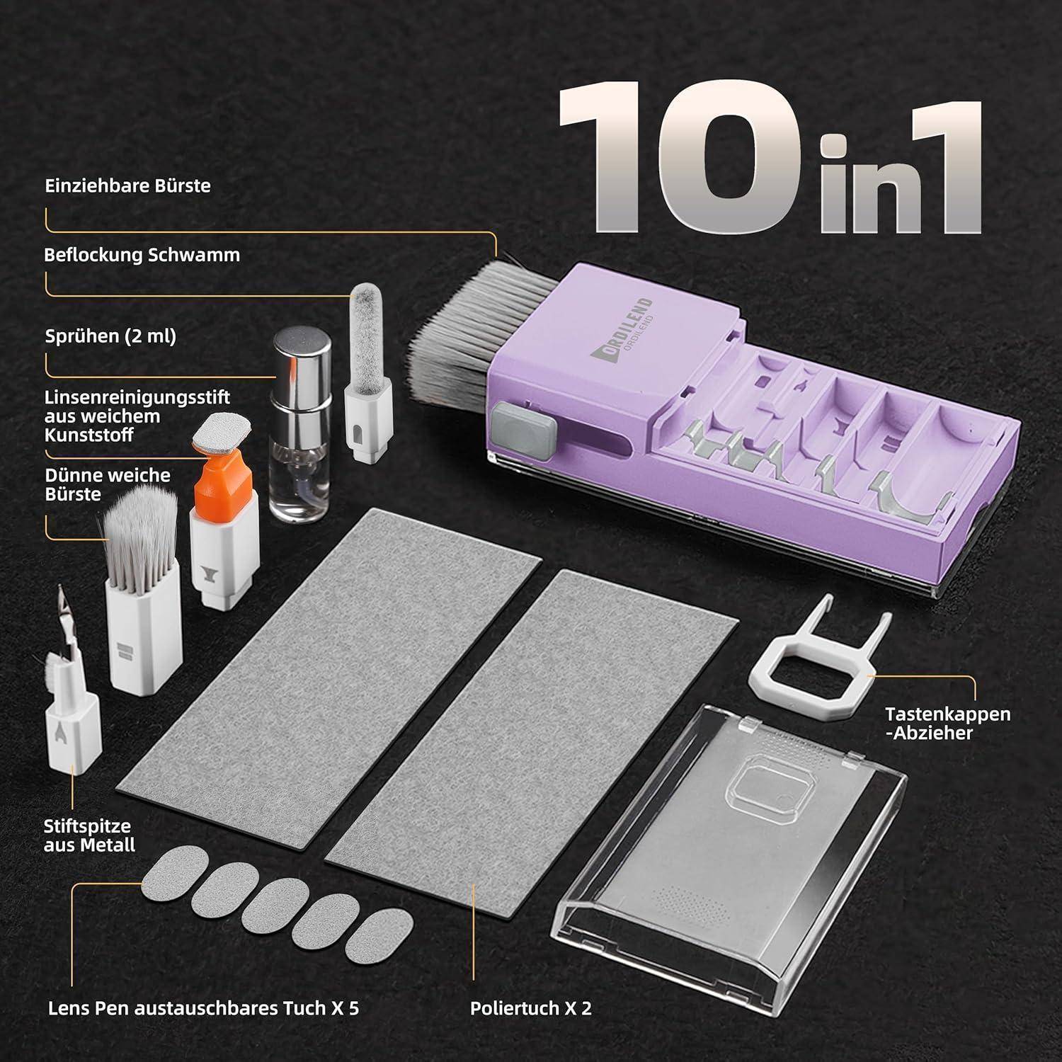 Ordilend Tastatur Reinigungsset, Alles in 1 Screen Cleaner Kit for Phones Handy, Tastaturreiniger mit Bürste Laptop Keyboard Cleaner for Tablet