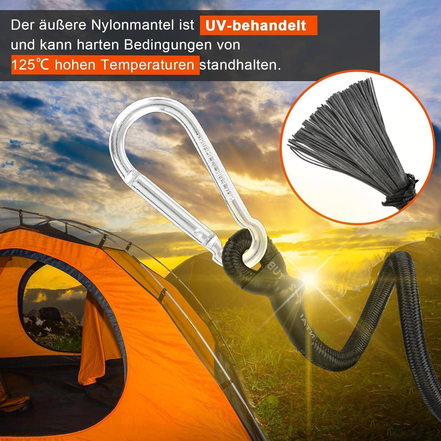 Spanngummi mit Karabiner, 30 cm Expander mit Karabinerhaken, 4 Stück Spanngurte mit Haken, Starker Gepäckspanner, Gummispanner mit Haken für Gepäc