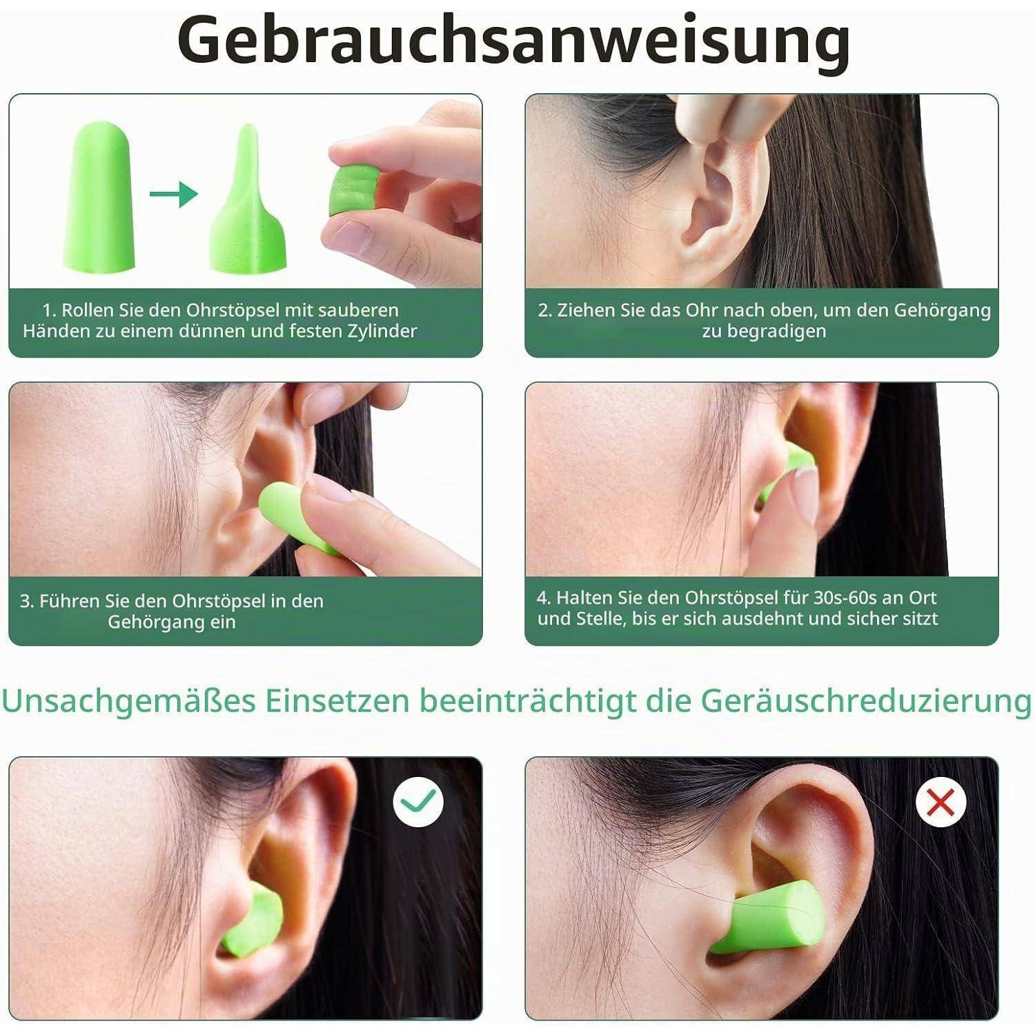 ACWOO Ohrstöpsel, 60 Paare Gehörschutz Schaumstoff Stöpsel mit Geräuschunterdrückung, Wiederverwendbare Earplugs zum Schlafen, Laute Geräusche,