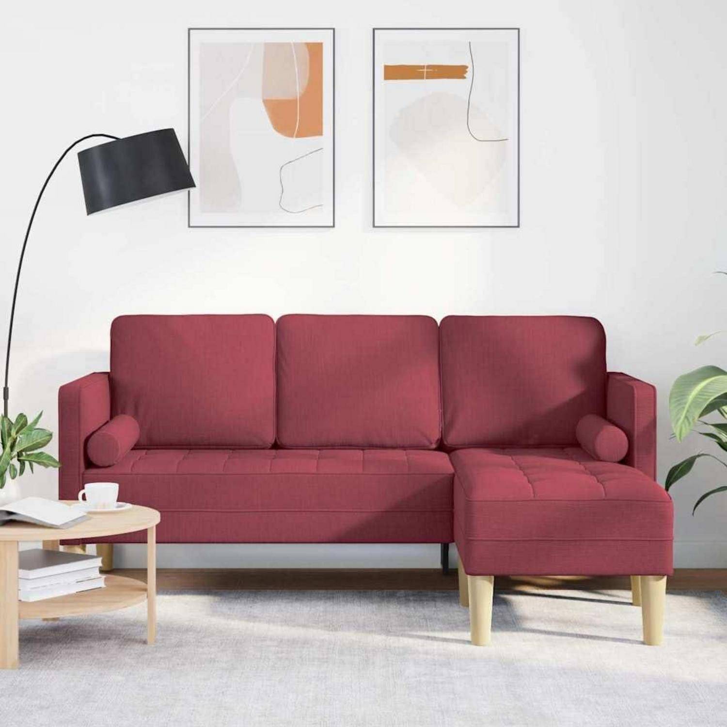 Ecksofa L Form Sofa Sofa Set Weinrot 173 x 131 x 67 cm Stoff Weinrot L-förmiges Sofa
