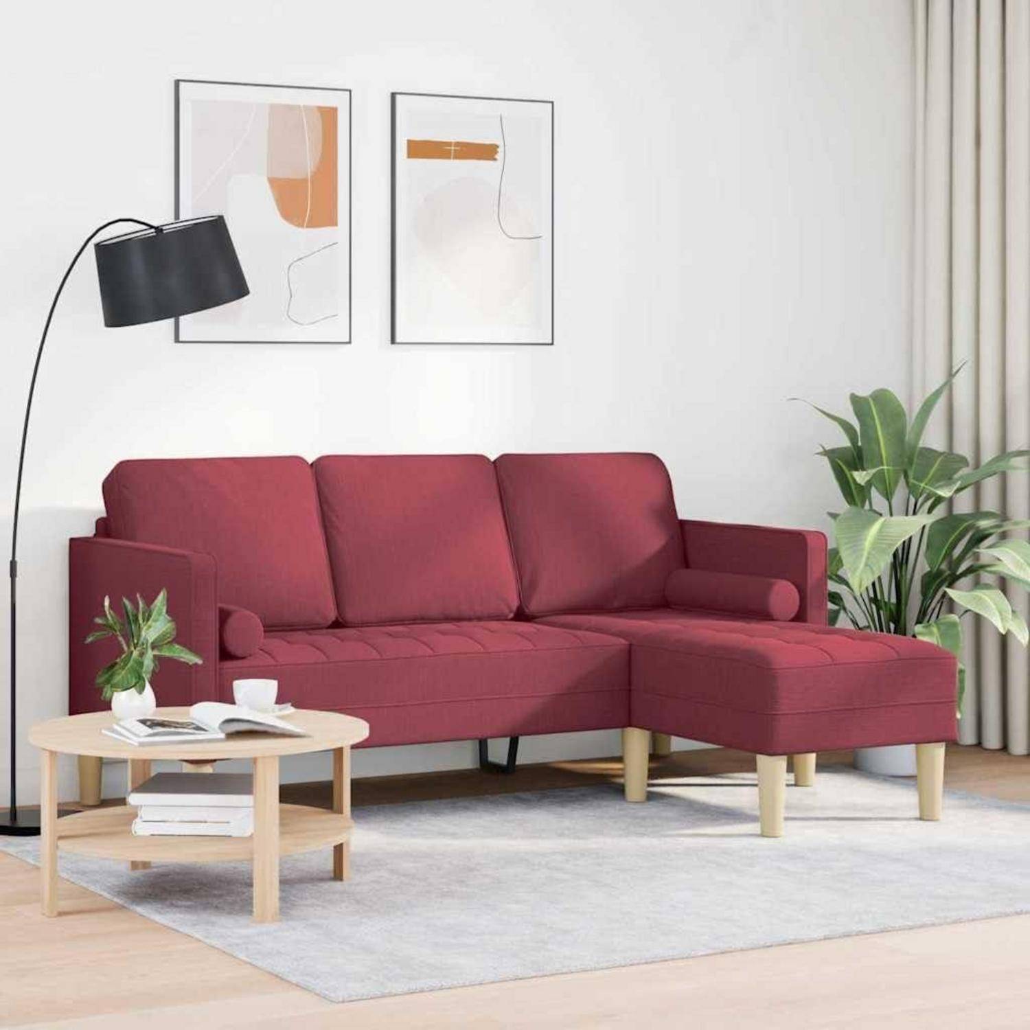 Ecksofa L Form Sofa Sofa Set Weinrot 173 x 131 x 67 cm Stoff Weinrot L-förmiges Sofa