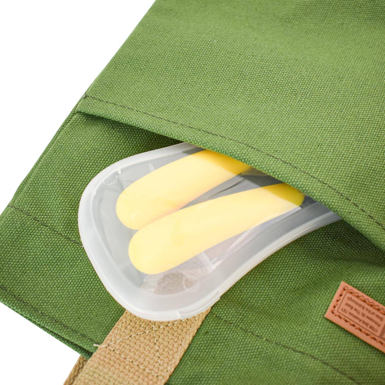 VANRA 2er Set Kleinkind Gabel und Löffel mit Reiseetui, 18/8 Edelstahl, Gelb, Kinderbesteck für Schule, Lunchbox, Camping, Picknick