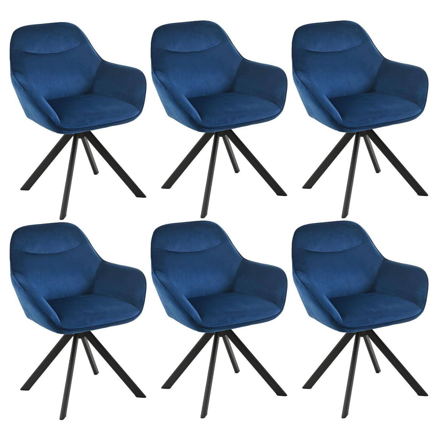 Esszimmerstühle drehbar 6er Set mit Armlehnen Polsterstuhl drehbarer Stühle Esszimmer aus Samt Küchenstuhl mit Metallbeine und Rückenlehne für Wo