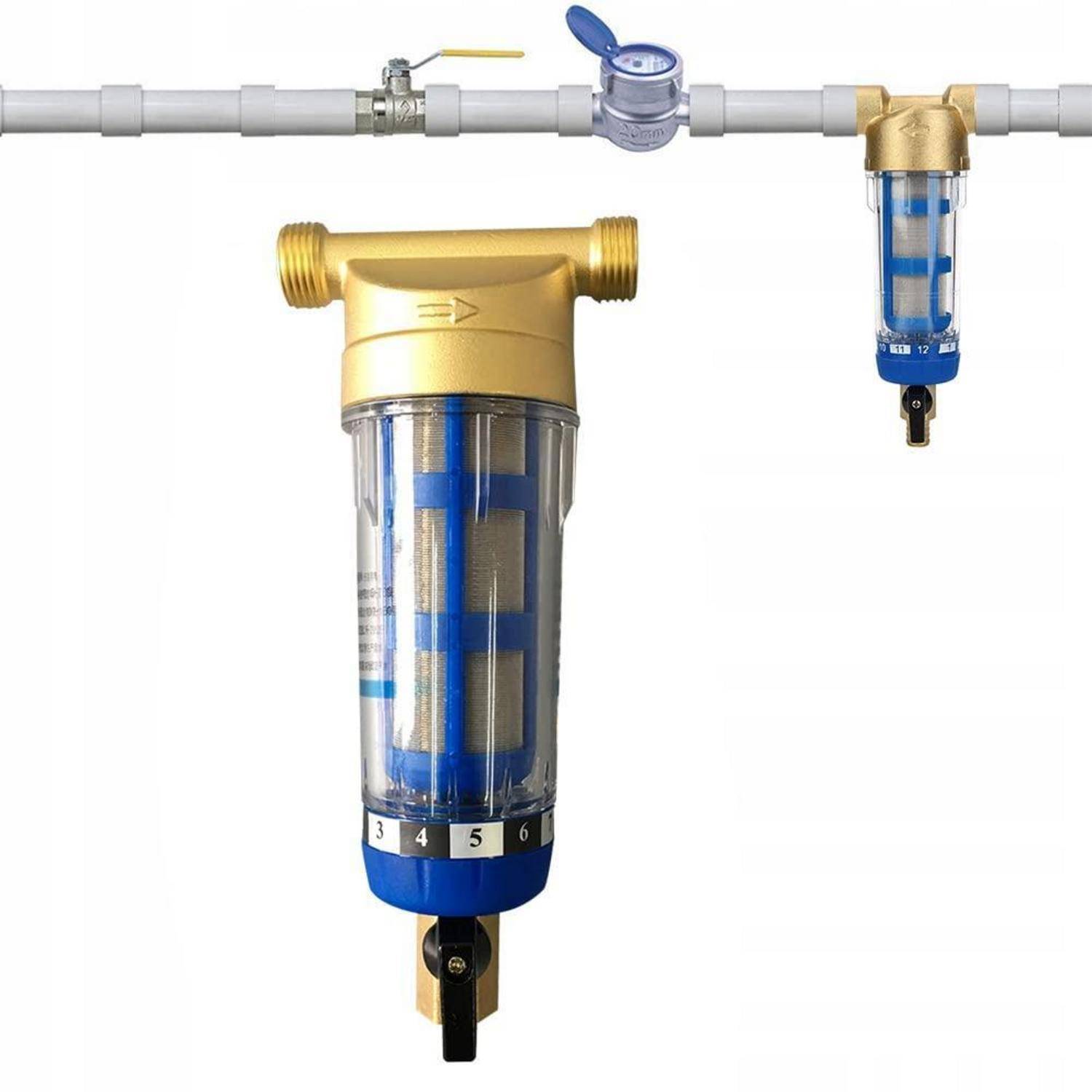 40 Mikron Spin Down Sediment Wasserfilter | Außengewinde Wasservorfilter Sedimentfilter für Brunnenwasserschlauch-Sedimentfilter 1/2" Außengewinde