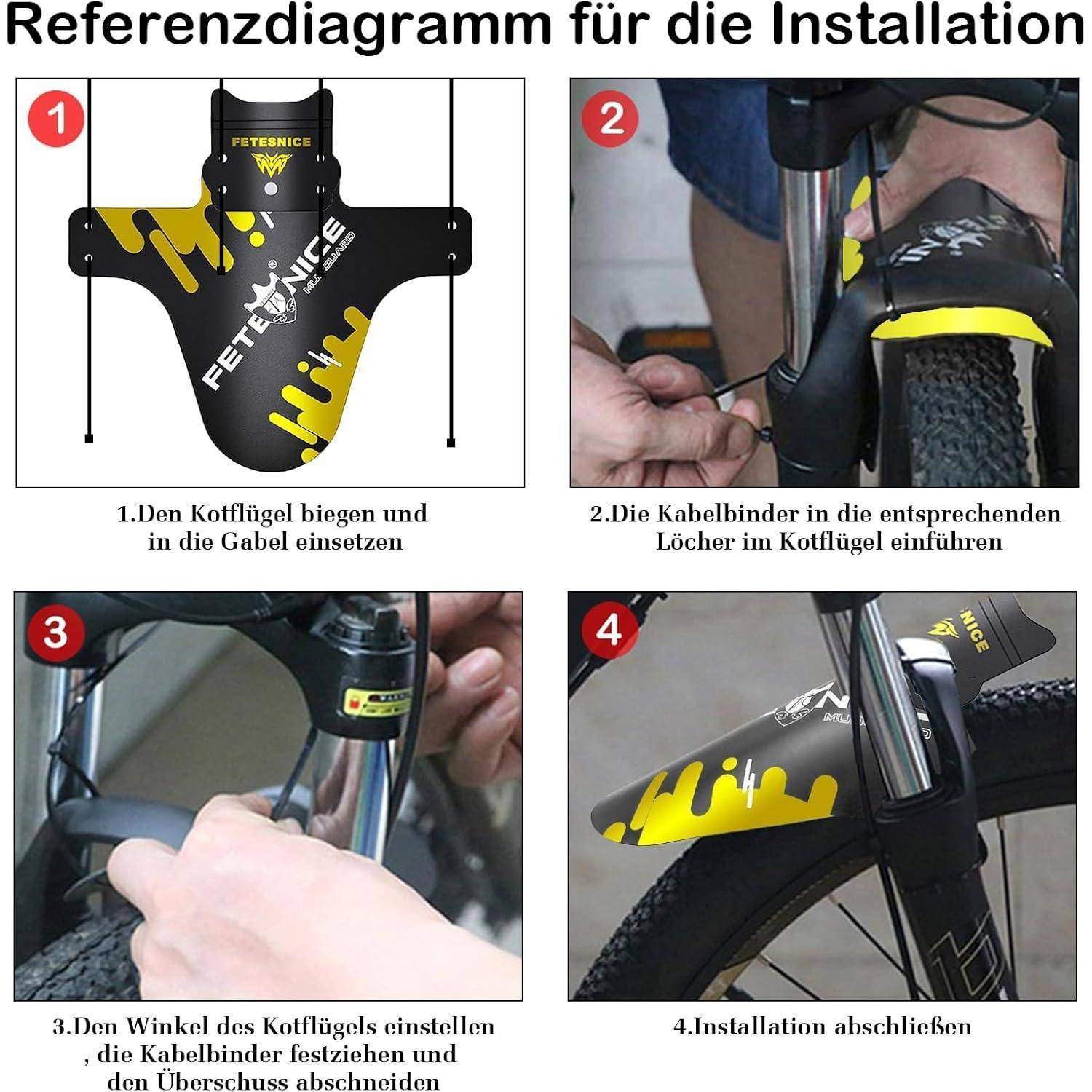 FETESNICE Mountainbike Schutzblech Set für Vorne &amp; Hinten，Universal Fahrradschutzblech/Mudguard für Mountainbike &amp; Gravelbike – Kotflügel für