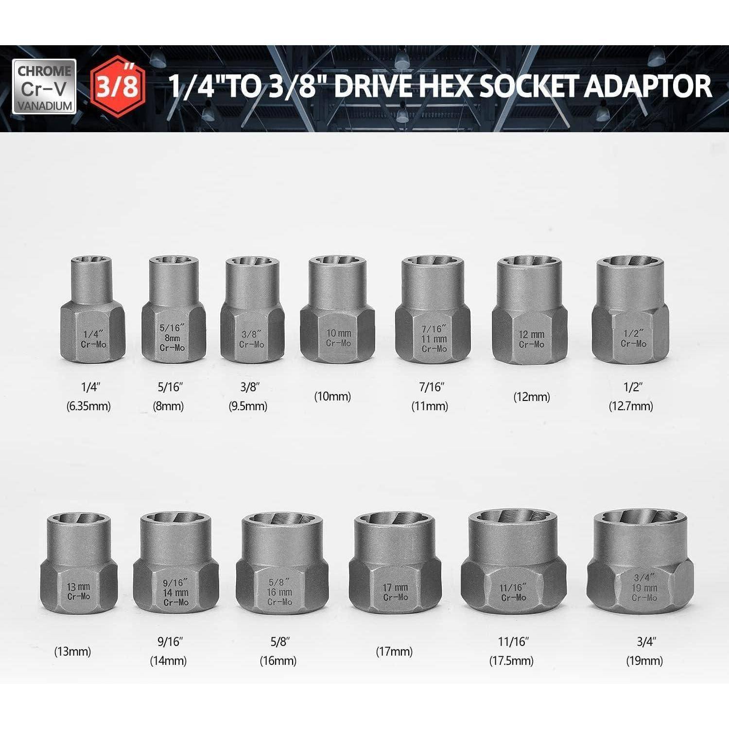 15-Piece Linksausdreher set/Muttern Entferner Set,Mutternsprenger-Ausdreher Set-Nut Remover Set,Screw Extractor Set Includes 13-Piece Impact Screw