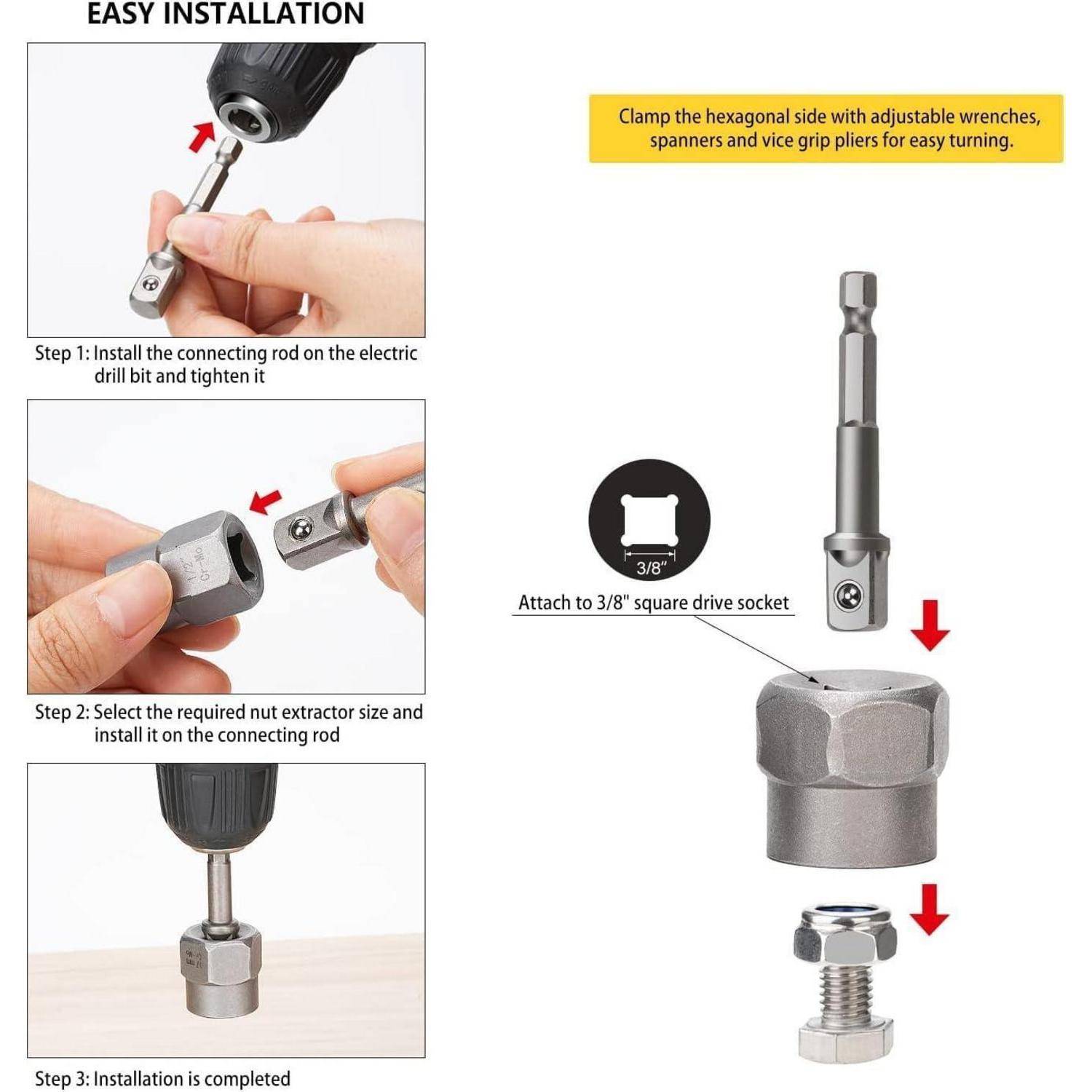 15-Piece Linksausdreher set/Muttern Entferner Set,Mutternsprenger-Ausdreher Set-Nut Remover Set,Screw Extractor Set Includes 13-Piece Impact Screw
