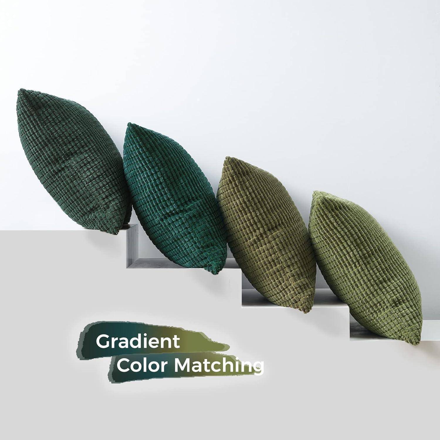 Topfinel Kissenbezug 50x50 Grün 4er Set Cord körnig Farbverlauf Kissenbezüge Kissenhülle Dekokissenbezug Sofakissen Couchkissen für Sofa Schlafzi