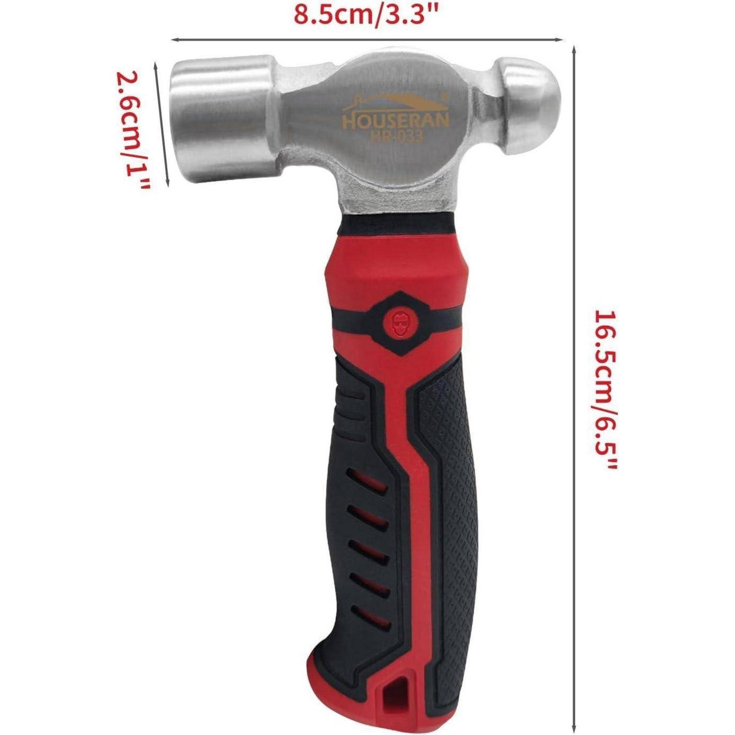 HOUSERAN Kugelhammer, 376g, Mini Hammer,Schlosserhammer, Ingenieurhammer, Kleiner Hammer für Metallbearbeitung, Bastelarbeiten