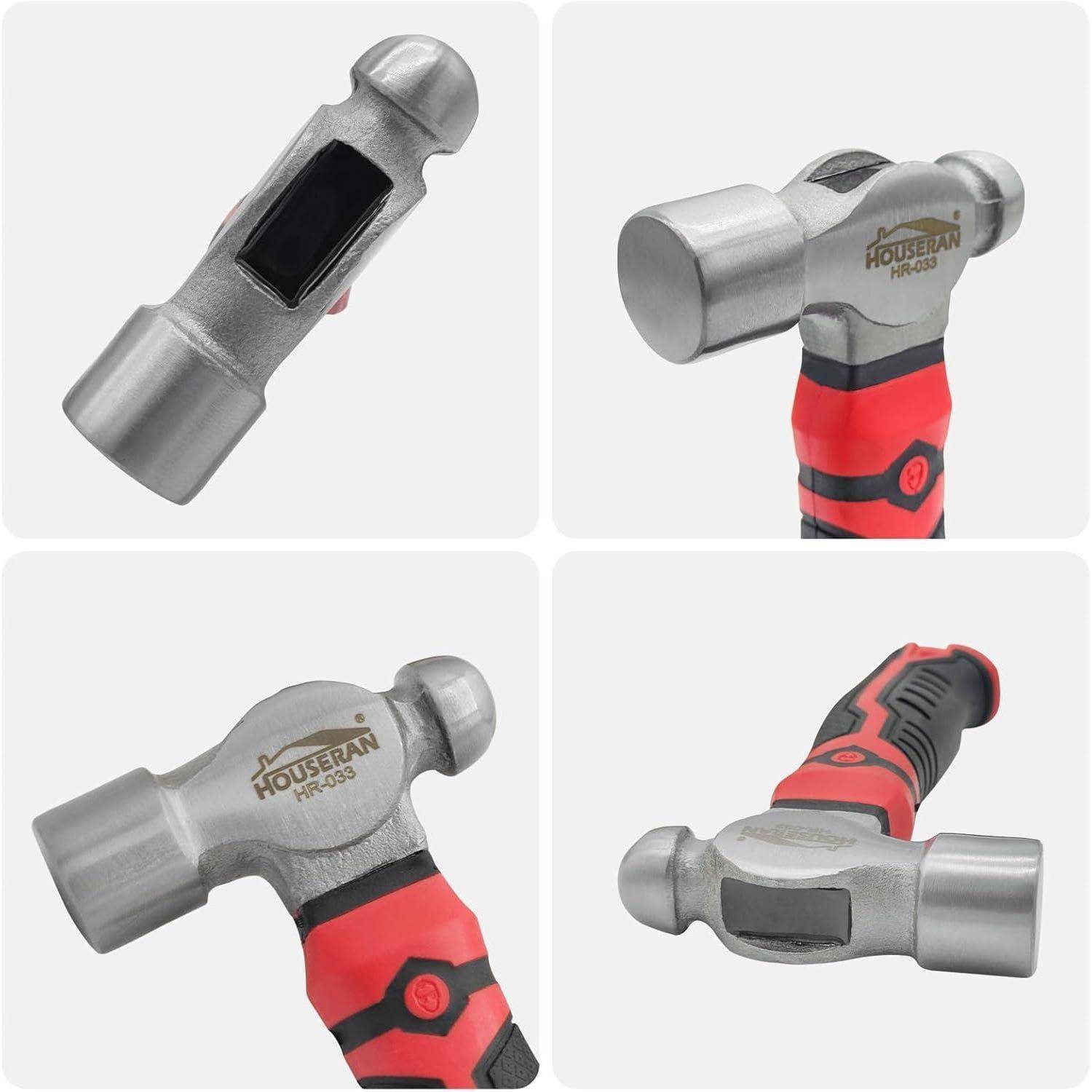 HOUSERAN Kugelhammer, 376g, Mini Hammer,Schlosserhammer, Ingenieurhammer, Kleiner Hammer für Metallbearbeitung, Bastelarbeiten