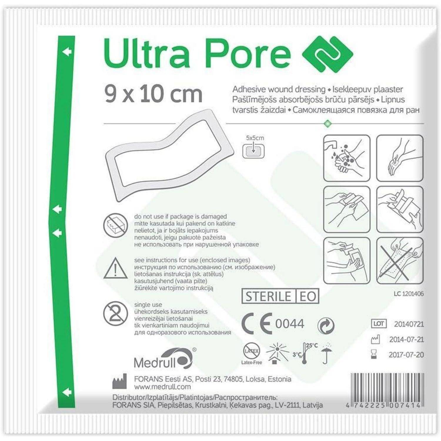 Medrull Steriler Wundverband 9x10 cm Sterile Wundpflaster ULTRA PORE Starke Klebekraft - Schützt bei Schnittwunden &amp; Kratzern - Einzeln verpackt