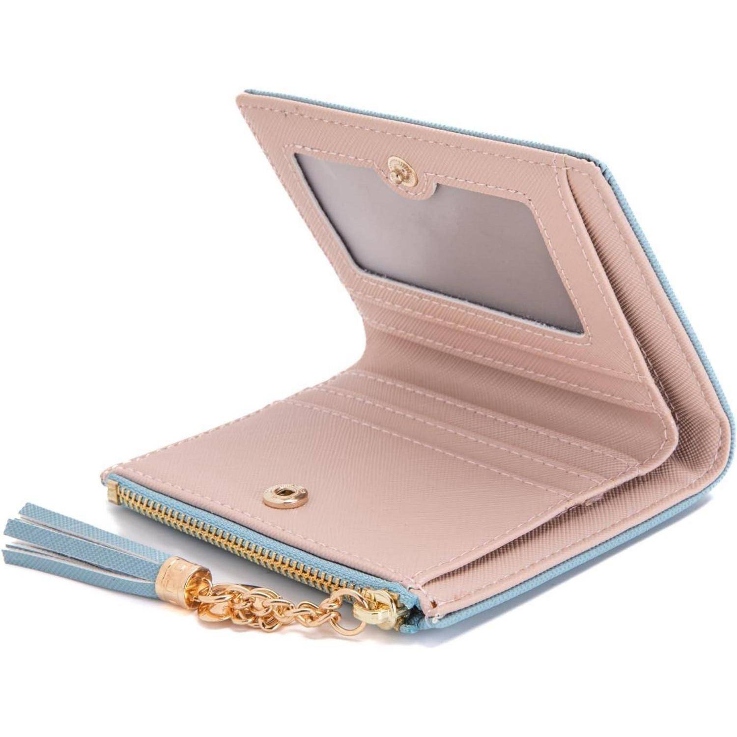 CHAOFANXI Damen Geldbeutel Leder Kleines Portemonnaie, Mini Kurzer Geldbeutel Frauen Leder mit Zipper Brieftasche mit vielen Fächern für Bargeld,