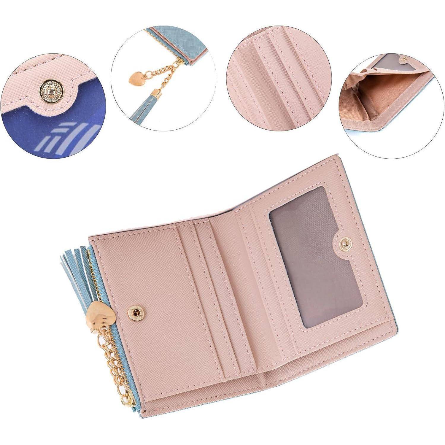 CHAOFANXI Damen Geldbeutel Leder Kleines Portemonnaie, Mini Kurzer Geldbeutel Frauen Leder mit Zipper Brieftasche mit vielen Fächern für Bargeld,
