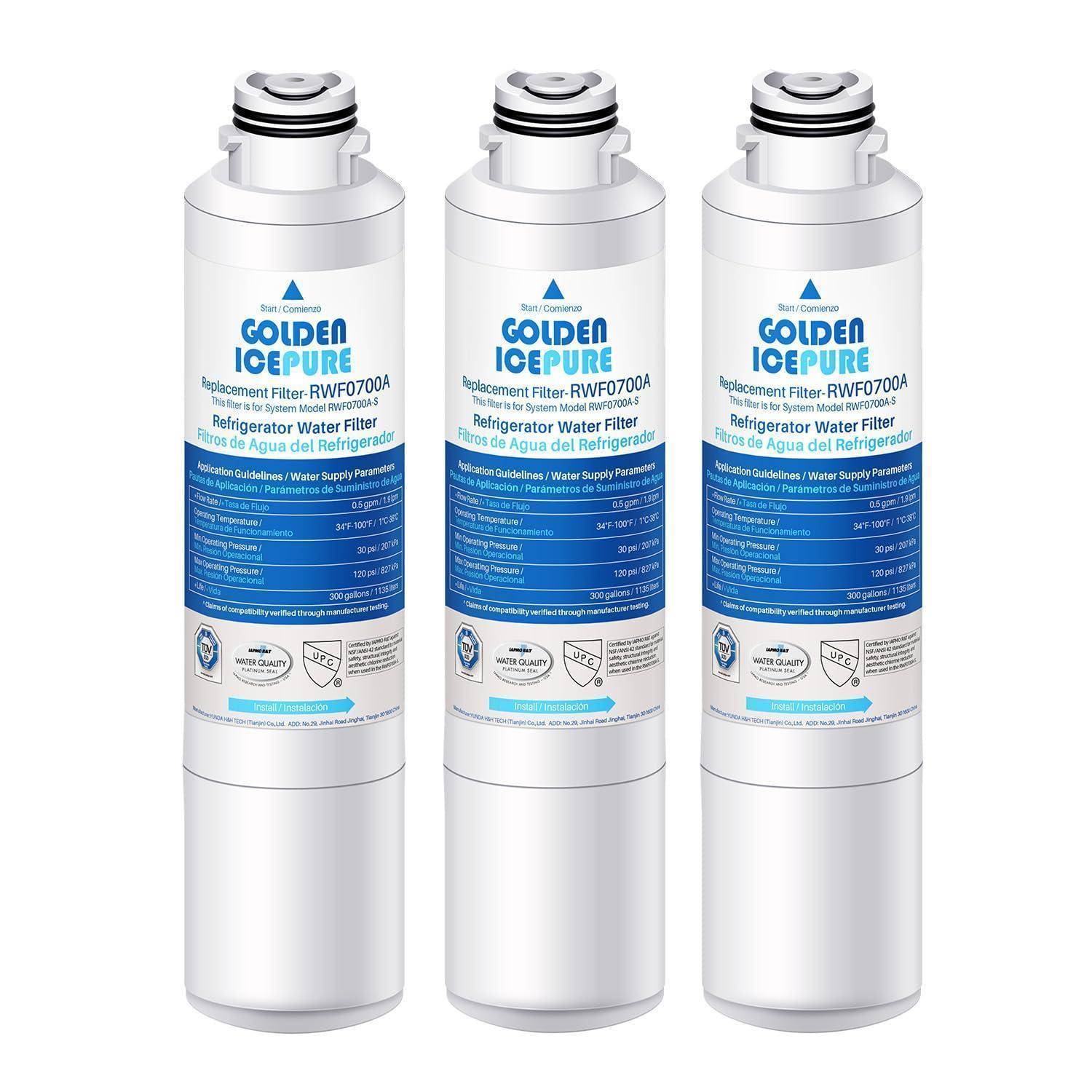 GOLDEN ICEPURE Wasserfilter Kühlschrank Kompatibel mit Samsung DA29–00020B, DA29–00020 A, haf-cin/EXP, 46–9101 weiß,3 Stück 3 Stück (1er Pac