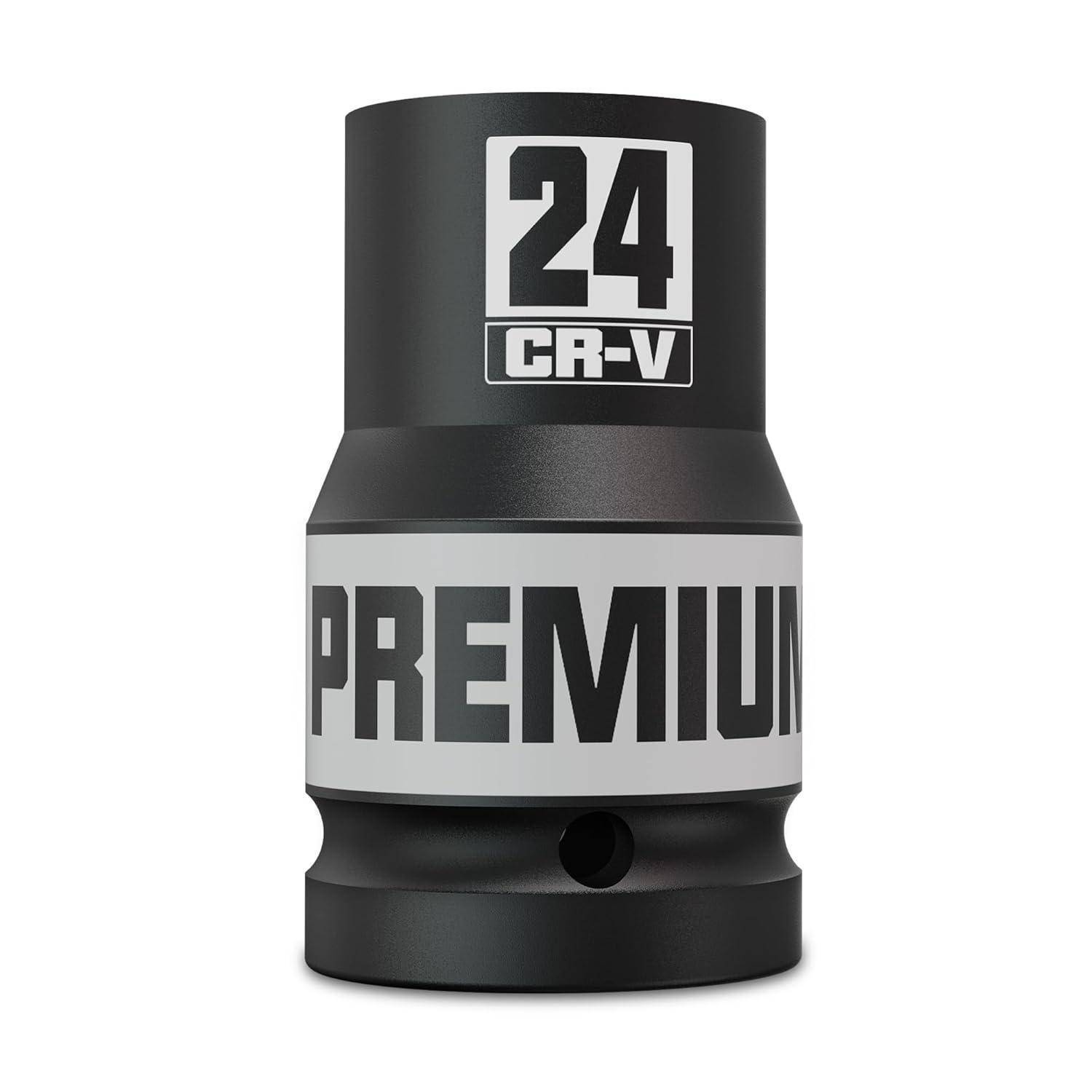 Aurlloct Schlagschrauber Nüsse 1 Zoll, 24 mm kraft stecknüsse, Auto Reparaturen Wartung und Reifenwechsel 1" 24mm Tief