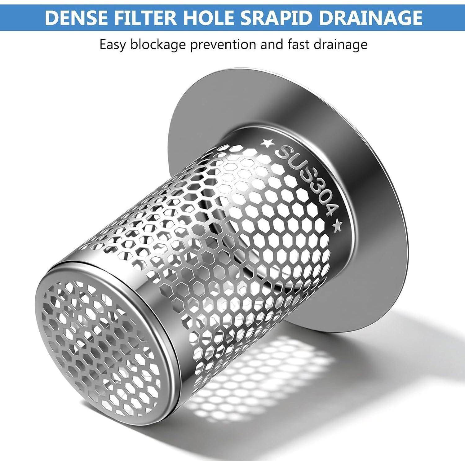 Metallmaschengitterfilter aus SUS304 mit sechseckigen Löchern, dargestellt als dichtes Lochgitter zur schnellen Drainage und Verstopfungsprävention.