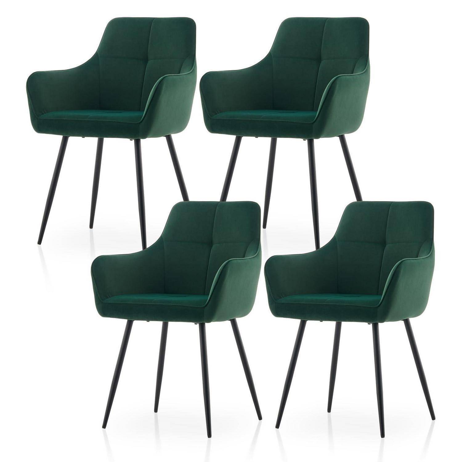 TUKAILAI Esszimmerstühle 4er Set Samtstoff, Küchenstühle Polsterstühle Armlehnstuhl mit Metallbeine, Sessel modern für Küche Esszimmer Wohnzimme