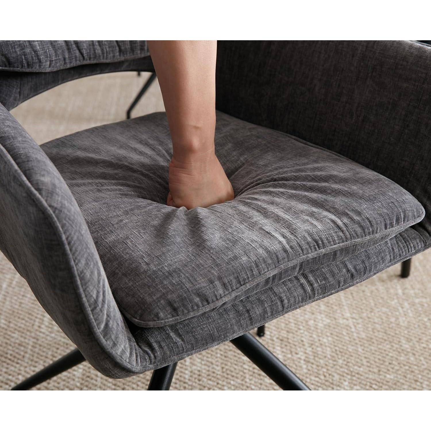 Drehbar Esszimmerstühle 2er Set, Drehstuhl Küchenstuhl Polsterstuhl mit Armlehnen Metallbeine aus Chenille, für Esszimmer Wohnzimmer Küche Schlafz