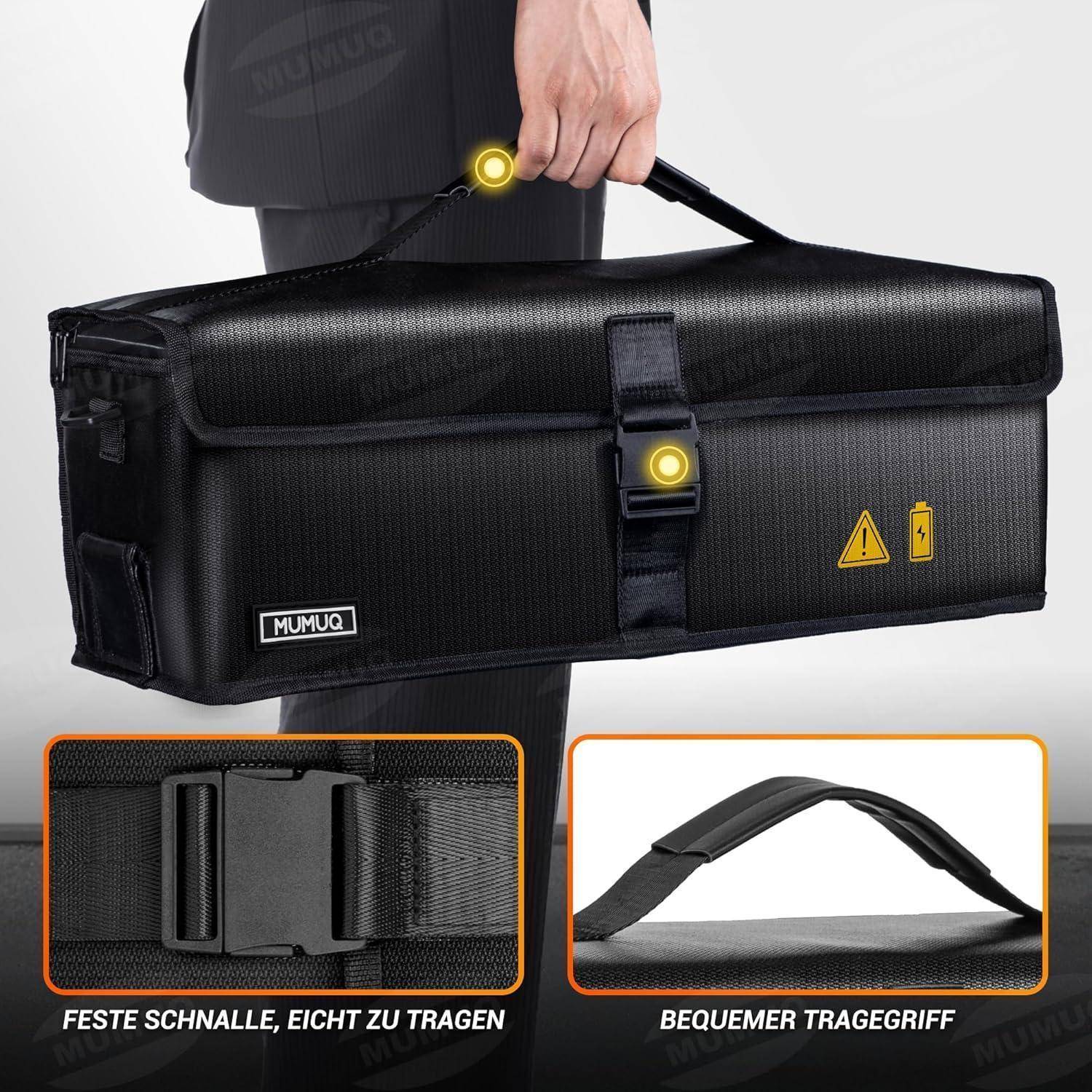 Ebike Akku Tasche 1400 °C Feuerfeste Box für Akkus Feuerfest Akkutasche Fahrrad für Aufladung, Transport, Lagerung, LIPO Batterie E-Bike Akku Schut