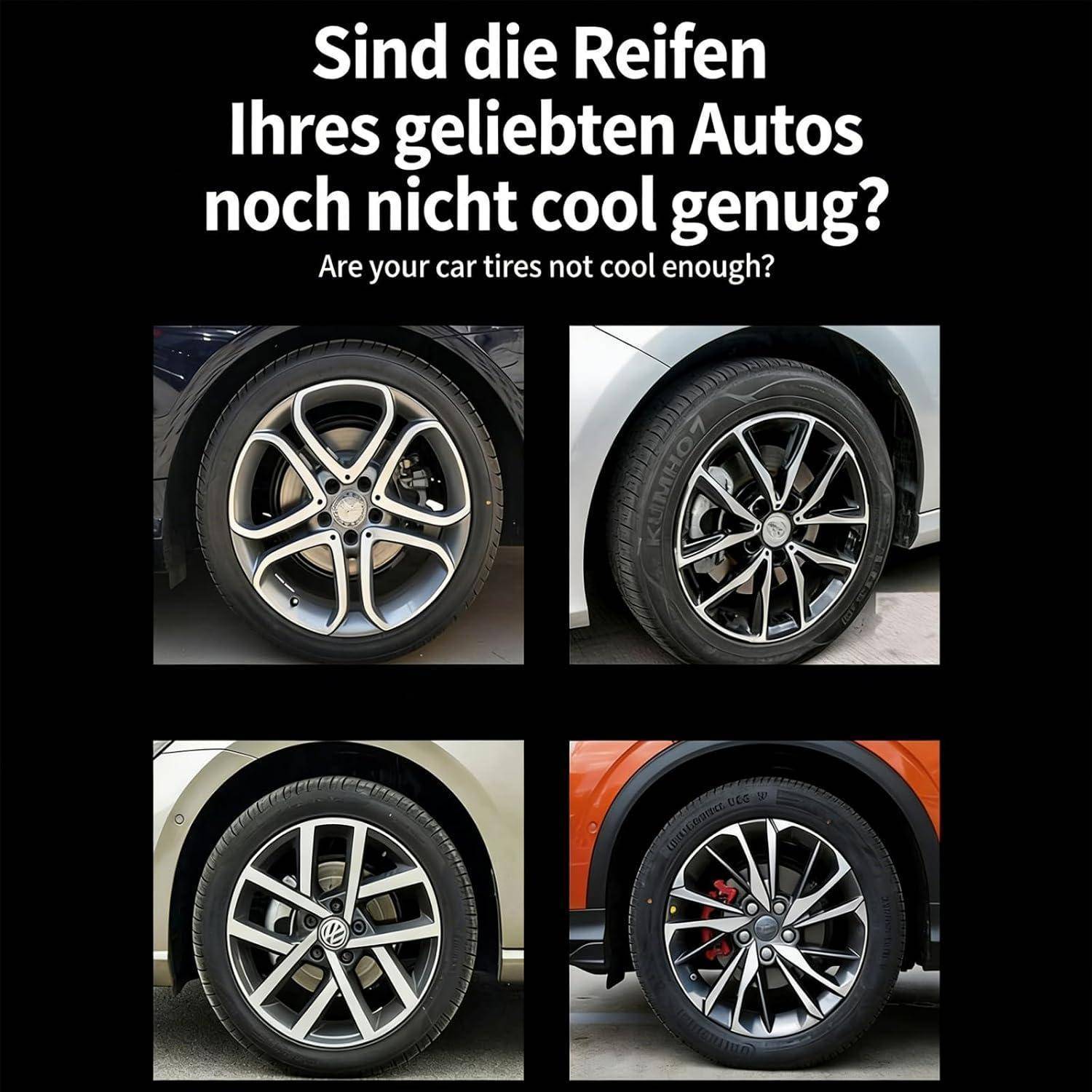 Schwarze Anzeige fragt „Sind deine Autoreifen nicht cool genug?