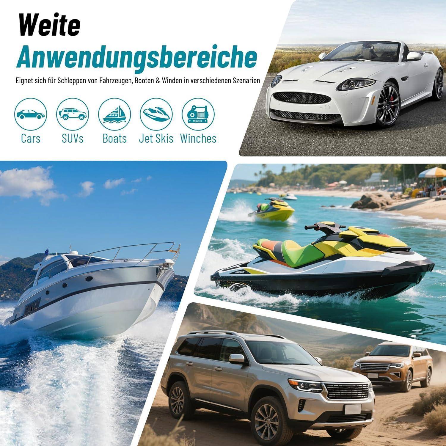 CarBole Anhänger Windengurt,Windenriemen Mit Schwerem Haken Windengurt,Abschleppseil für Trailer,für Marine-Windenwechsel 5cm x 6m,3300lb,Schwarz