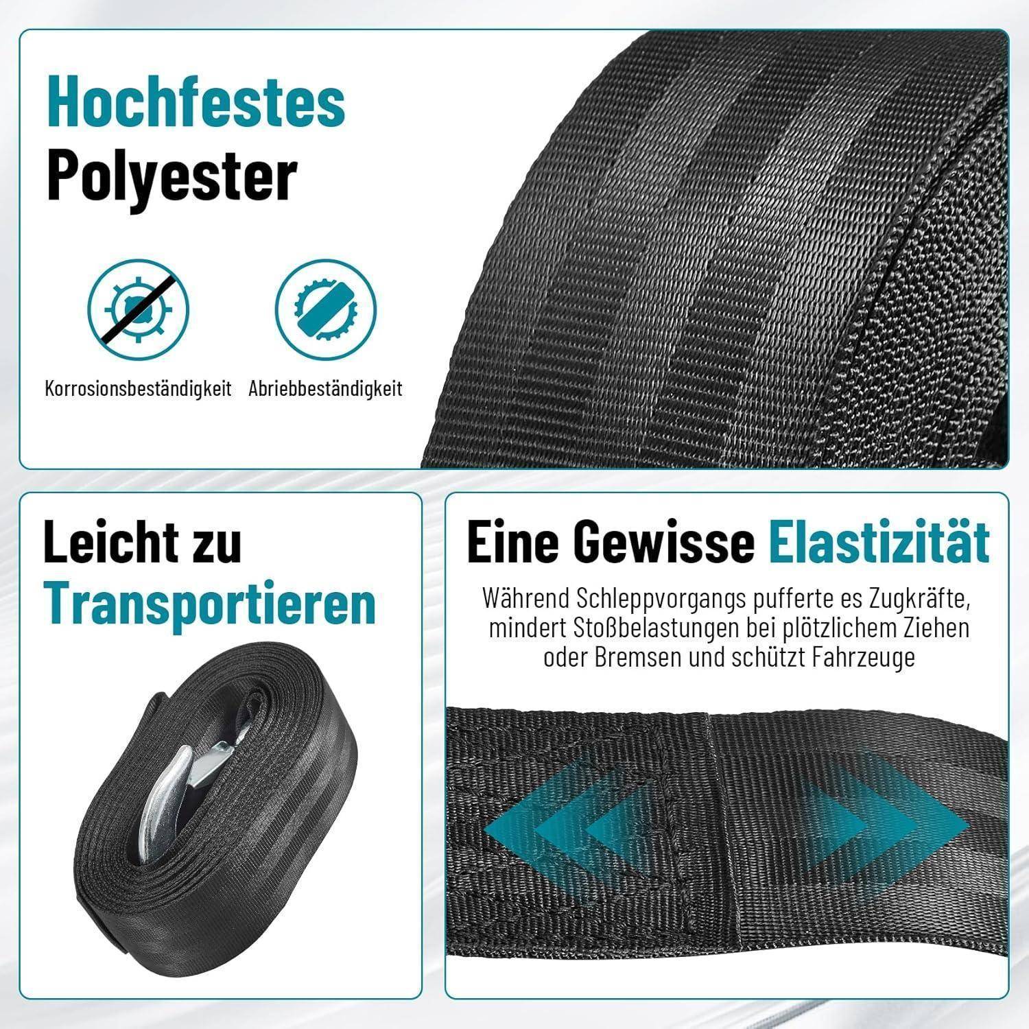 CarBole Anhänger Windengurt,Windenriemen Mit Schwerem Haken Windengurt,Abschleppseil für Trailer,für Marine-Windenwechsel 5cm x 6m,3300lb,Schwarz