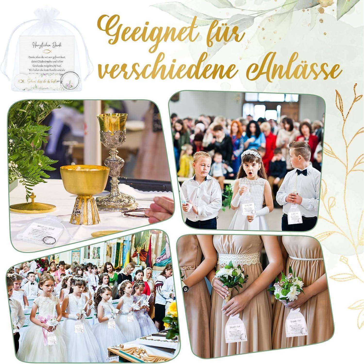 Hestya Kommunion Gastgeschenk Acryl Einkaufswagenchip Schlüsselanhänger Schön DASS Du Da Bist Gastgeschenke Geschenkset für Kommunion Konfirmation