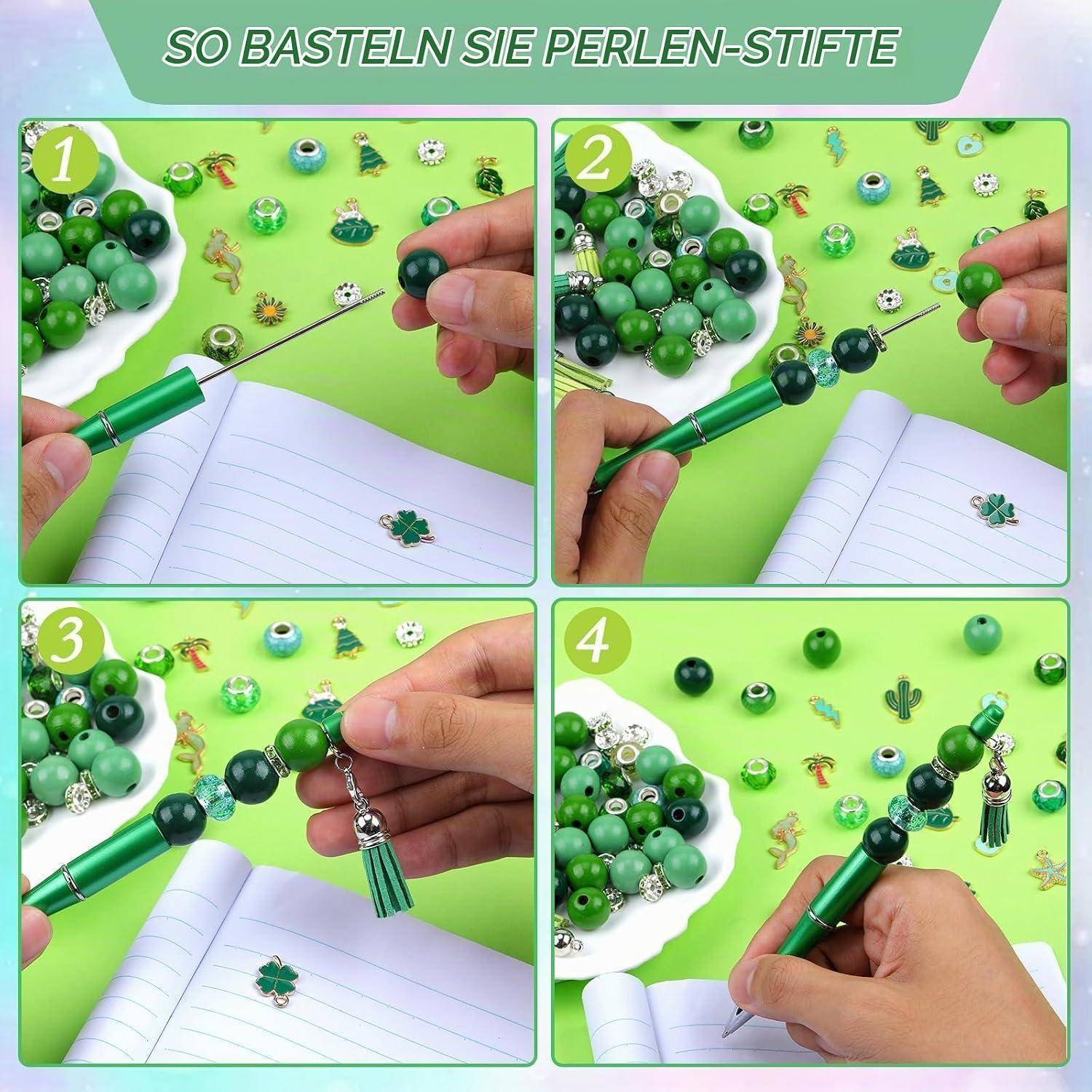 12 Stück Perlenstifte Verschiedene Perlen DIY Perlenstifte Perlen In Großen Mengen Kugelschreiber Mit Schwarzer Tinte DIY Kugelschreiber Set Für Le