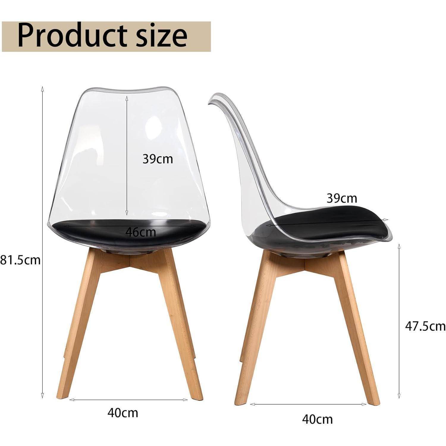 Größendiagramm eines Stuhls mit Abmessungen: 81,5 cm Höhe, 40 cm Breite, 39 cm Sitztiefen und 46 cm Vorderbreite.