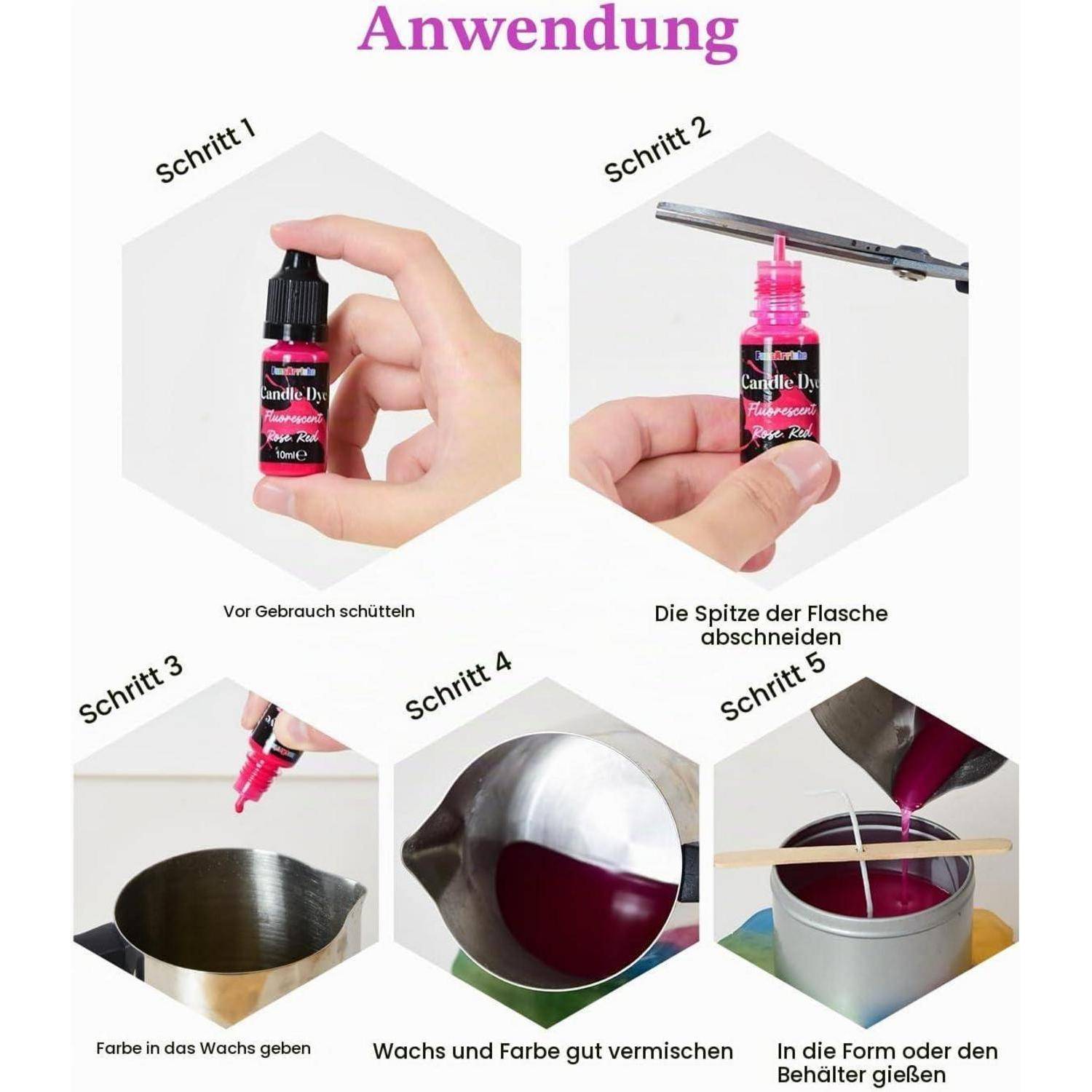 FansArriche Kerzenwachs Farbe - 32 Farben Flüssig Kerzenwachs Farbstoff | für Die Kerzenherstellung - Hochkonzentrierter Kerzenfarbstoff Für Sojawa