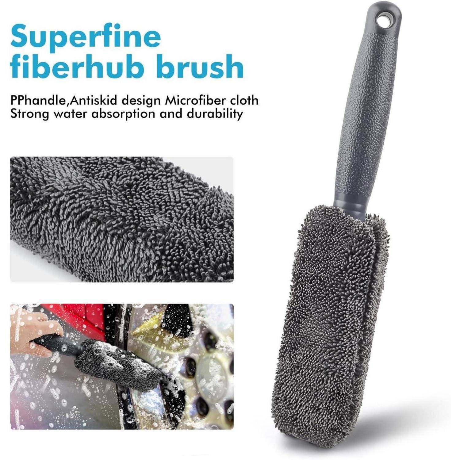 GES Autowasch-Reinigungsset, 12-teiliges Premium-Autoreinigungsset mit Mikrofaser-Handschuh, Handtuch und Bürsten – Komplettes Autopflegeset für