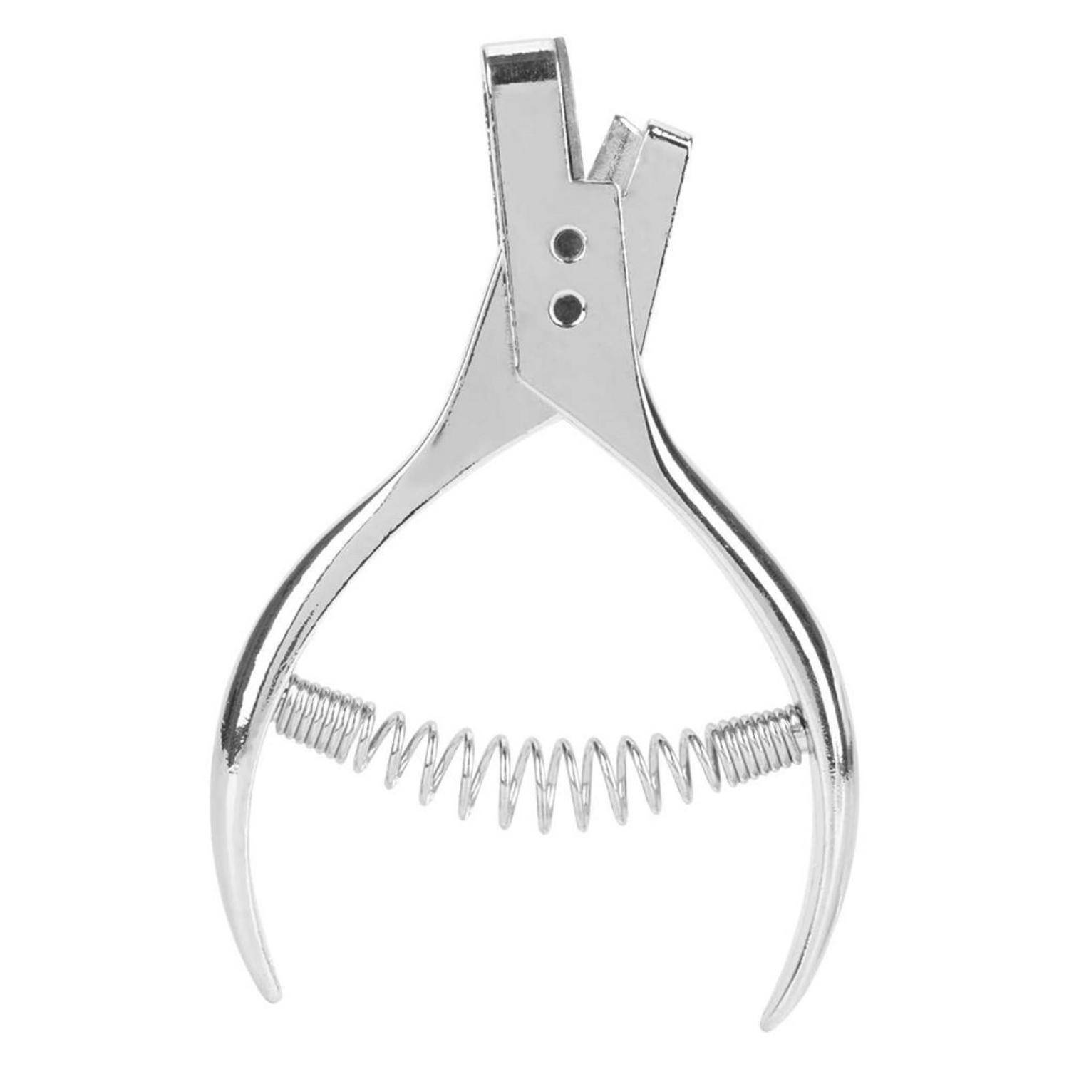 Metallischer Nagelknipser mit Federmechanismus, isoliert auf weißem Hintergrund dargestellt.