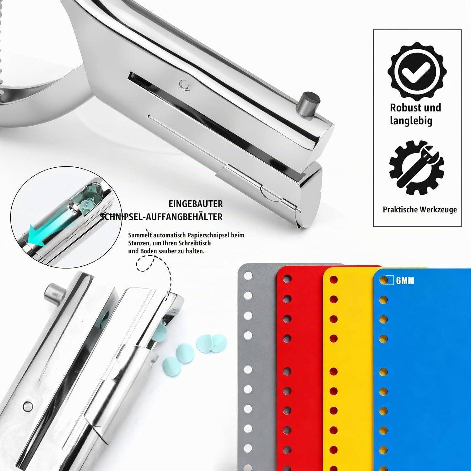 Locher Lochzange Papier Ausstanzer 6mm Stanzer Rund Lochstanzer Papierstanzer Silber Hole Puncher Kreisstanzer Stanze Loch Stanzer Papierlocher für