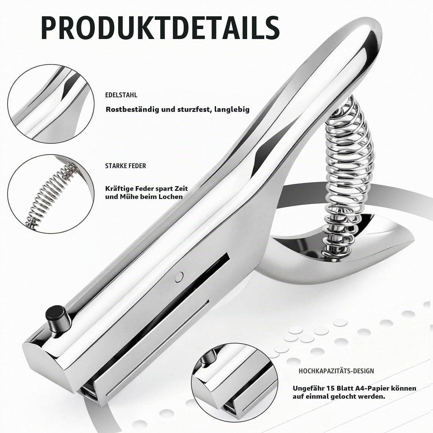 Locher Lochzange Papier Ausstanzer 6mm Stanzer Rund Lochstanzer Papierstanzer Silber Hole Puncher Kreisstanzer Stanze Loch Stanzer Papierlocher für