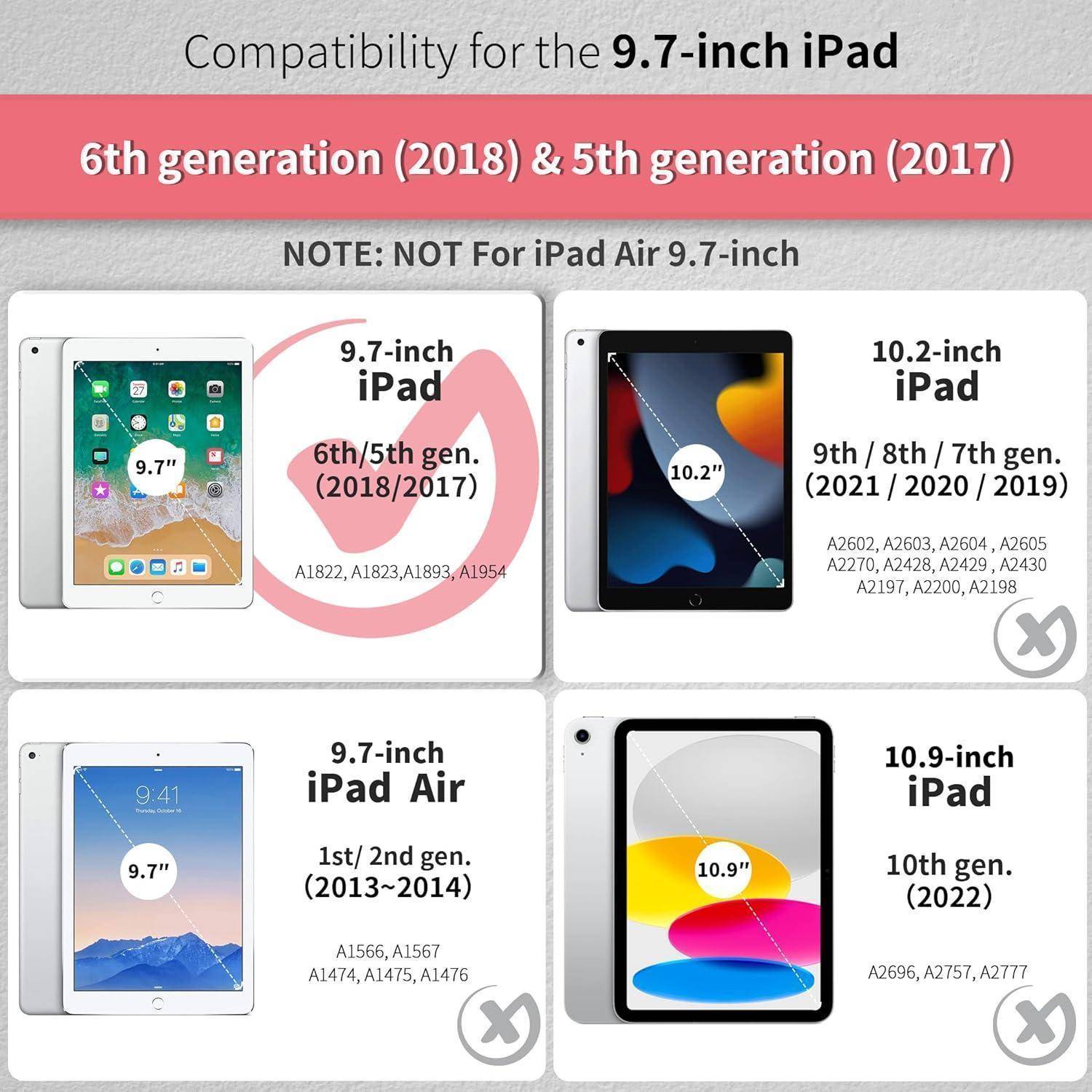 EasyAcc Hülle Kompatibel mit iPad 9.7 2018/ iPad 6 Generation/iPad 2017/ iPad 5 Generation, Ultra Dünn Transluzent Matt Rückseite Abdeckung, Wasser
