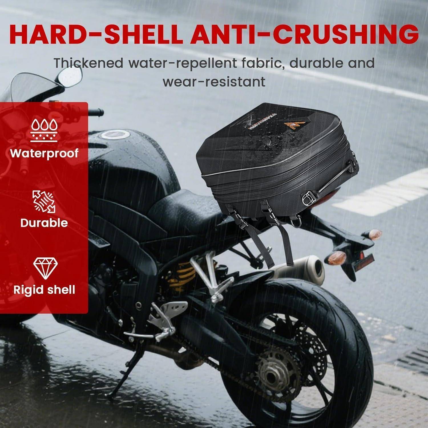 UBORSE Motorrad Hecktasche Wasserdicht Sozius Gepäcktasche Hecktasche Motorrad mit Erweiterbare Kapazität 20L-28L Hartschalen Motorräder Rucksack